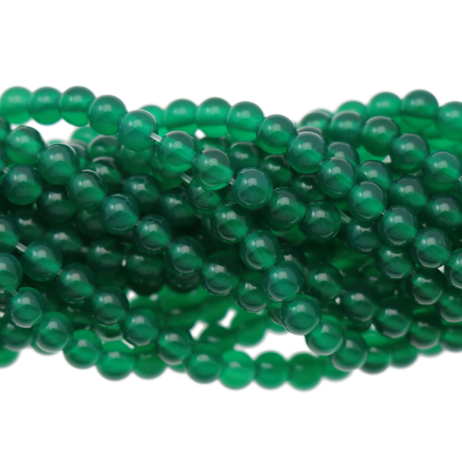 green onyx smooth round 4mm | 16-inch strand