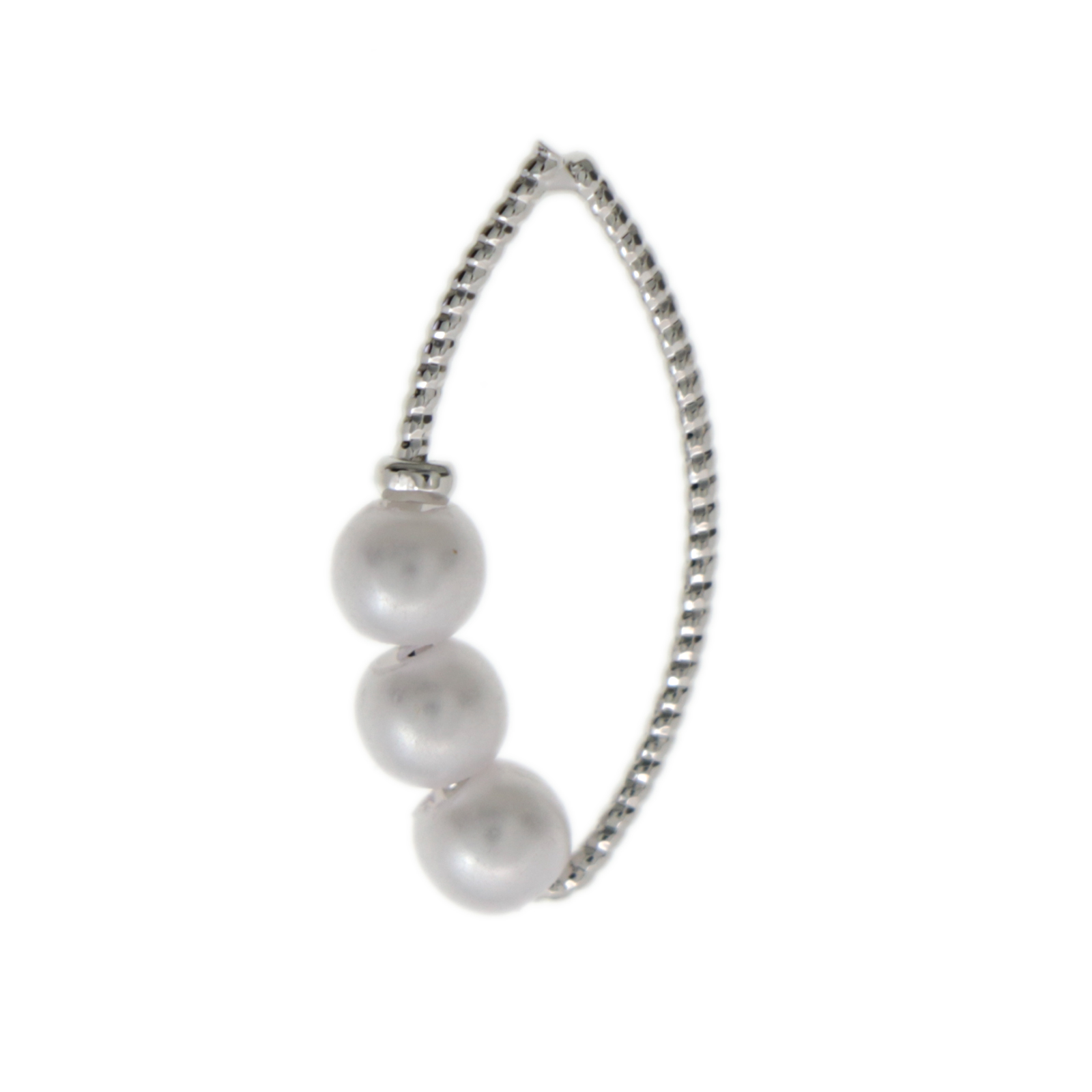 elegant line link - rhodium silver plated marquise 20x10mm with white synthetic pearl 4mm | 2pc