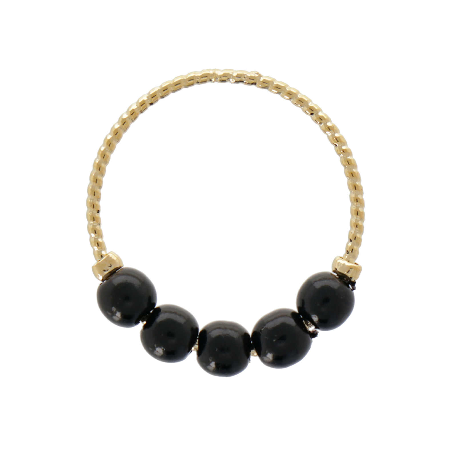 elegant line link - gold plated circle 20mm with black synthetic pearl 4mm | 2pc
