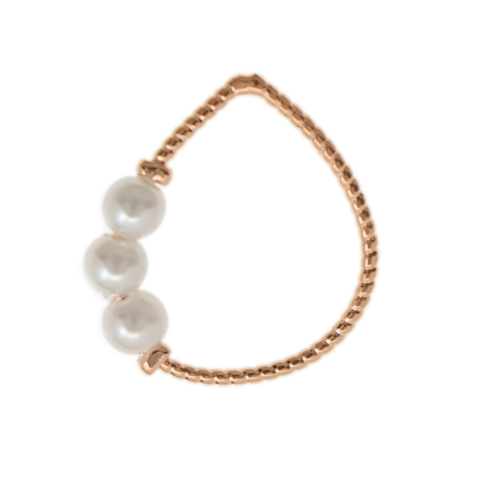 elegant line link - rose gold plated drop 20x18mm with whitesynthetic pearl 4mm | 2pc