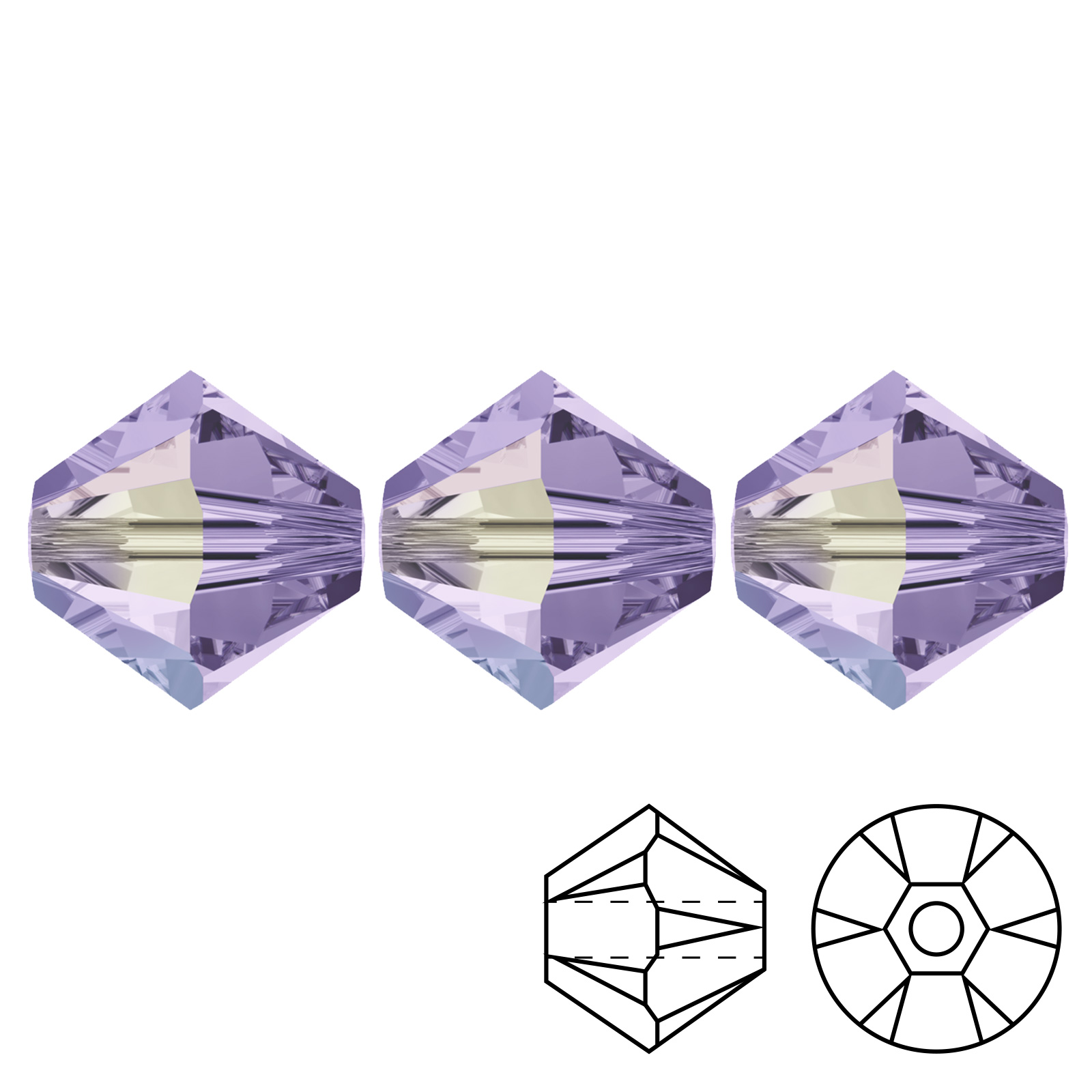 bicone (5328) violet ab 4mm | 48pc