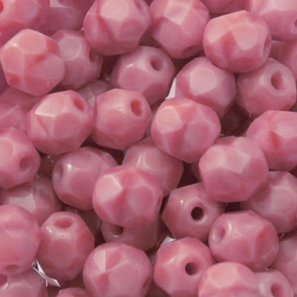 böhmische glasschliffperlen opaque coral rose peach 6mm | 25st