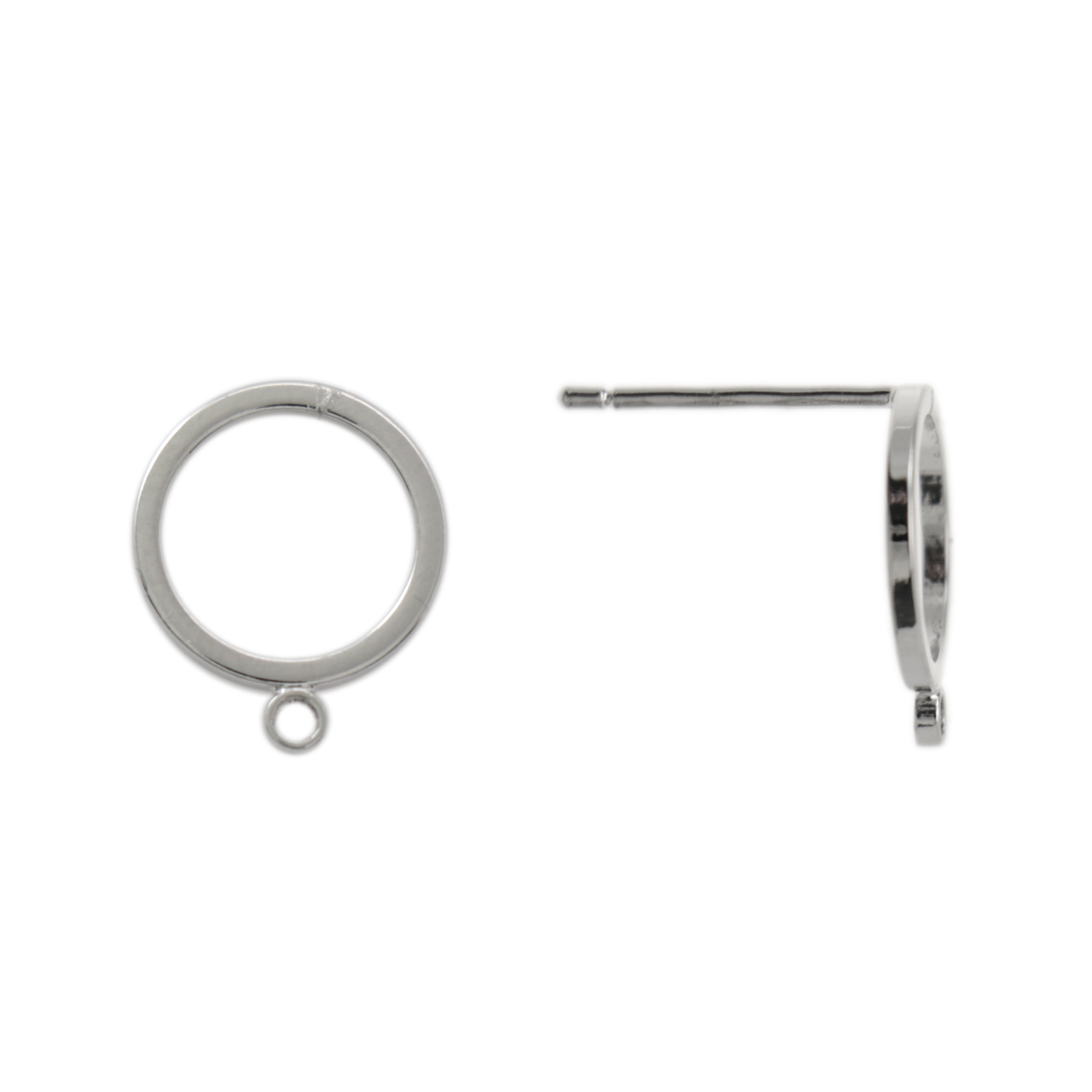 minimal jewelry post earrings rhodium silver plated circle 10mm | 2pc