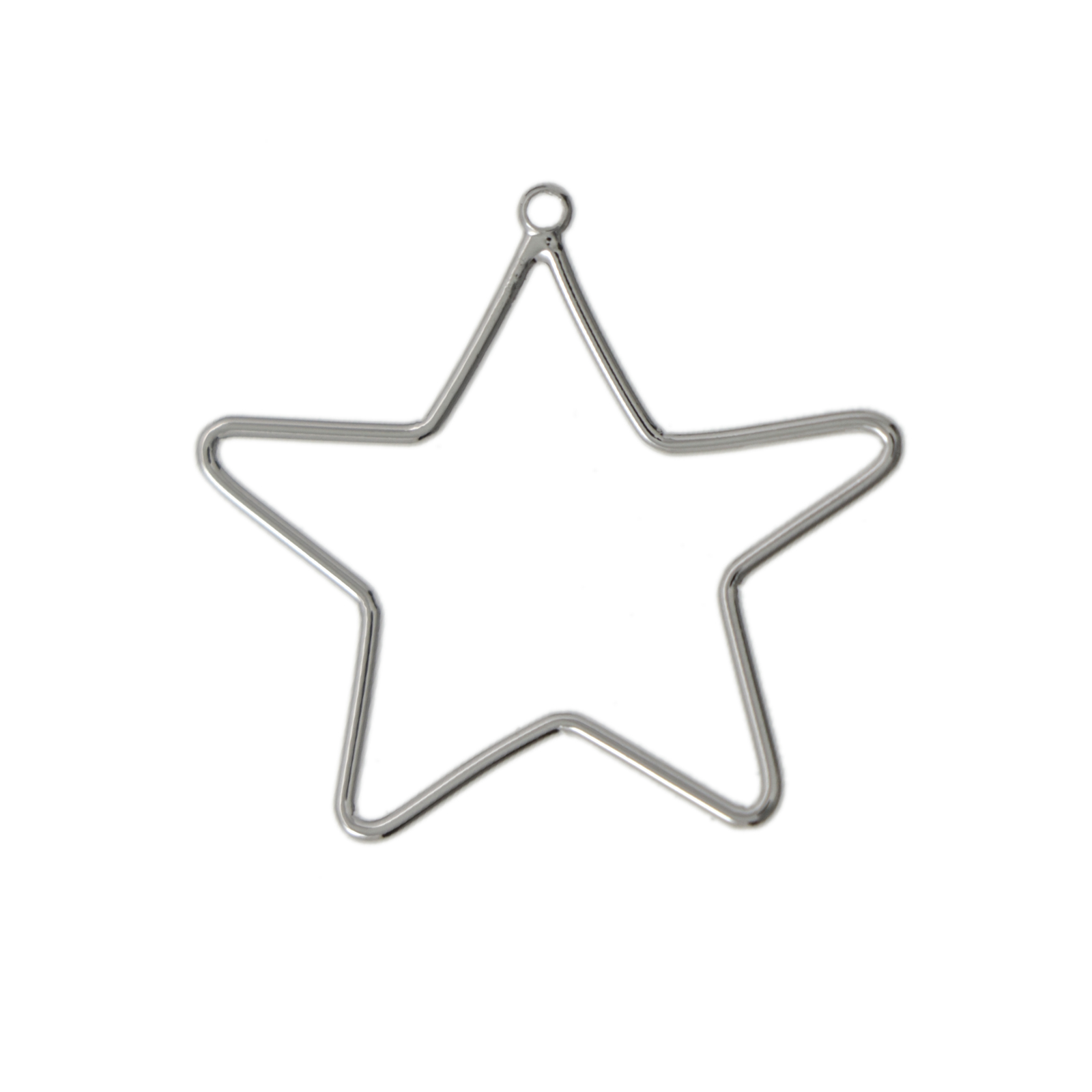 minimal jewelry rhodium silver plated star pendant 24mm | 2pc