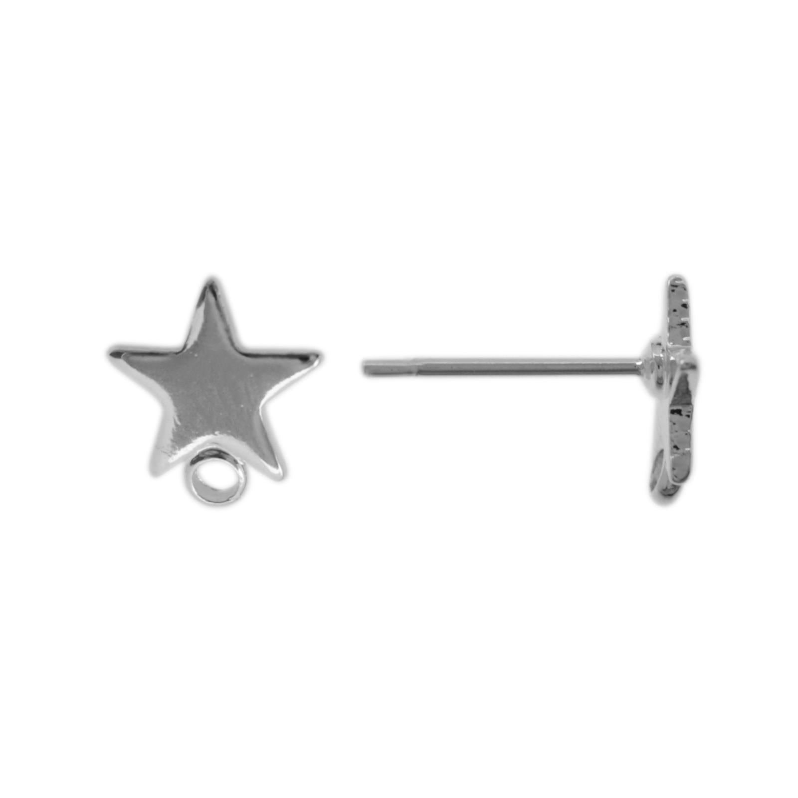minimal jewelry post earrings rhodium silver plated star 8mm | 2pc