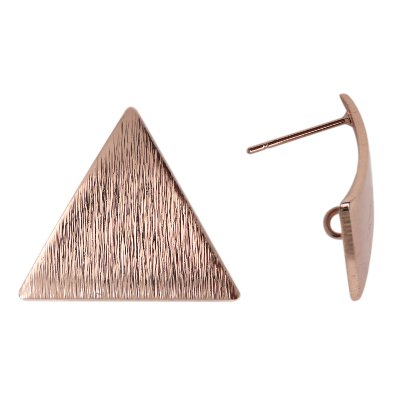 minimal jewelry post earrings rose gold plated triangle 22mm | 2pc