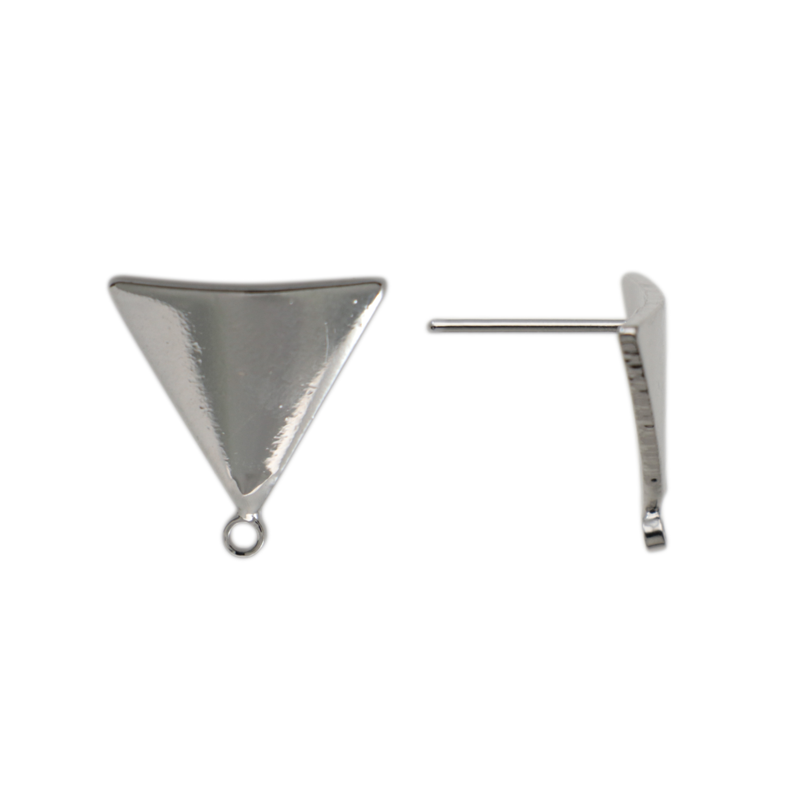 minimal jewelry post earrings rhodium silver plated triangle 12mm | 2pc