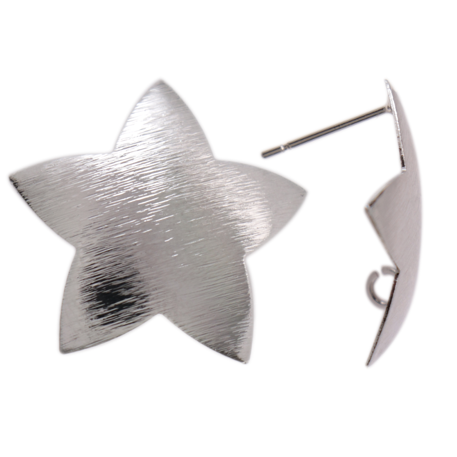 minimal jewelry post earrings rhodium silver plated star 25mm | 2pc