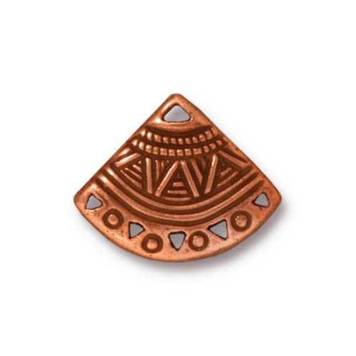 antique copper plated woven fan link 19x15mm | 1pc