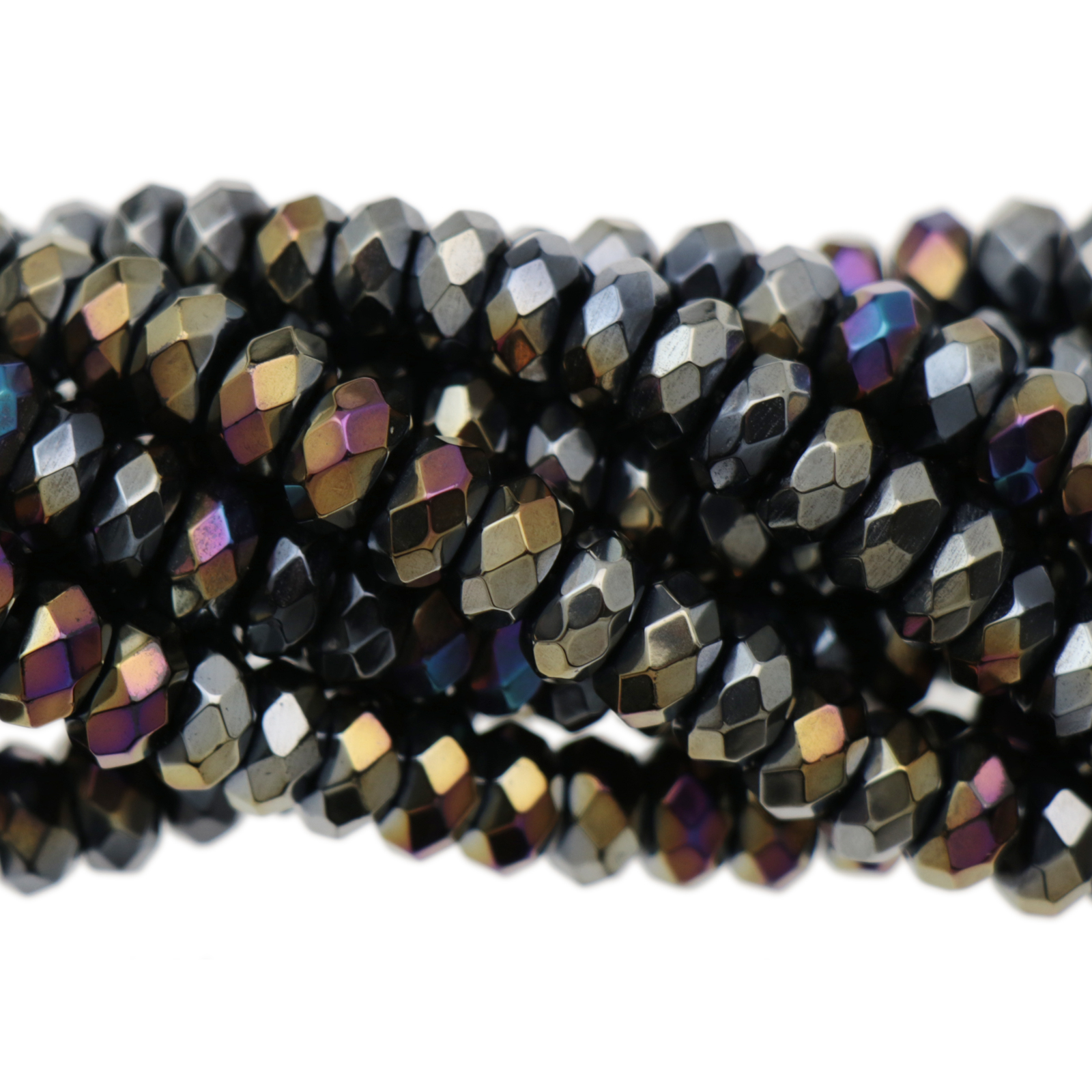 plated achat black rainbow ab facettiertes rondelle 8x5mm | strang 38/40cm