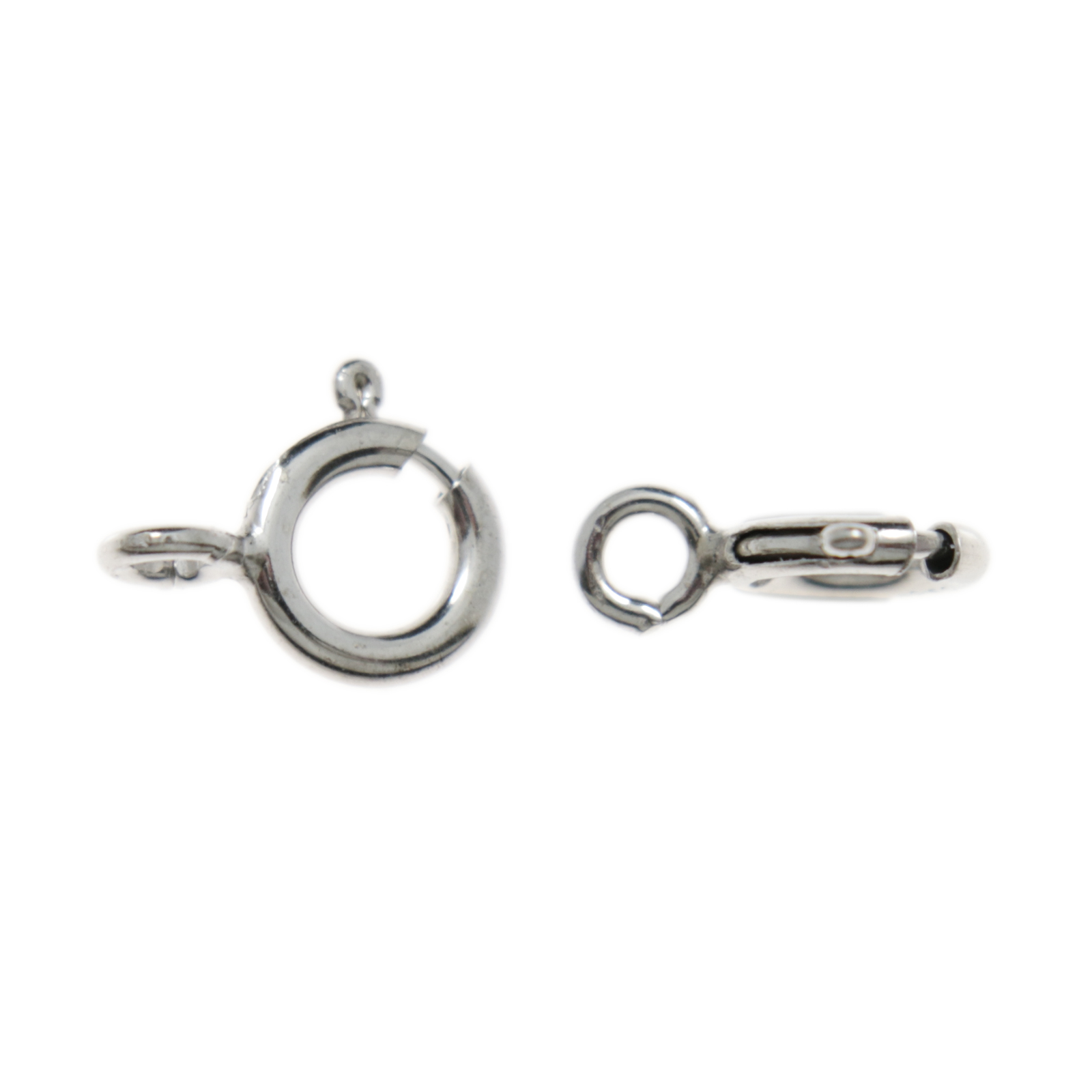 rhodium sterling silver spring ring clasp 7mm | 2pc