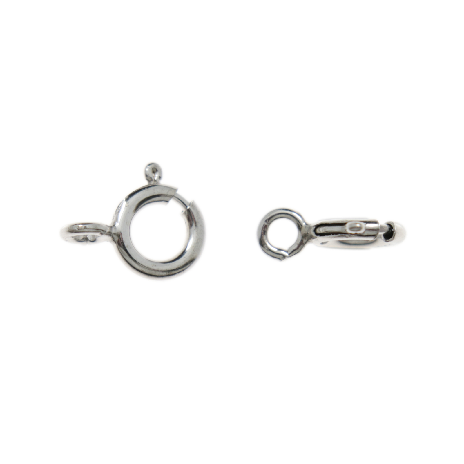 rhodium sterling silver spring ring clasp (light weight) 5,5mm | 10pc
