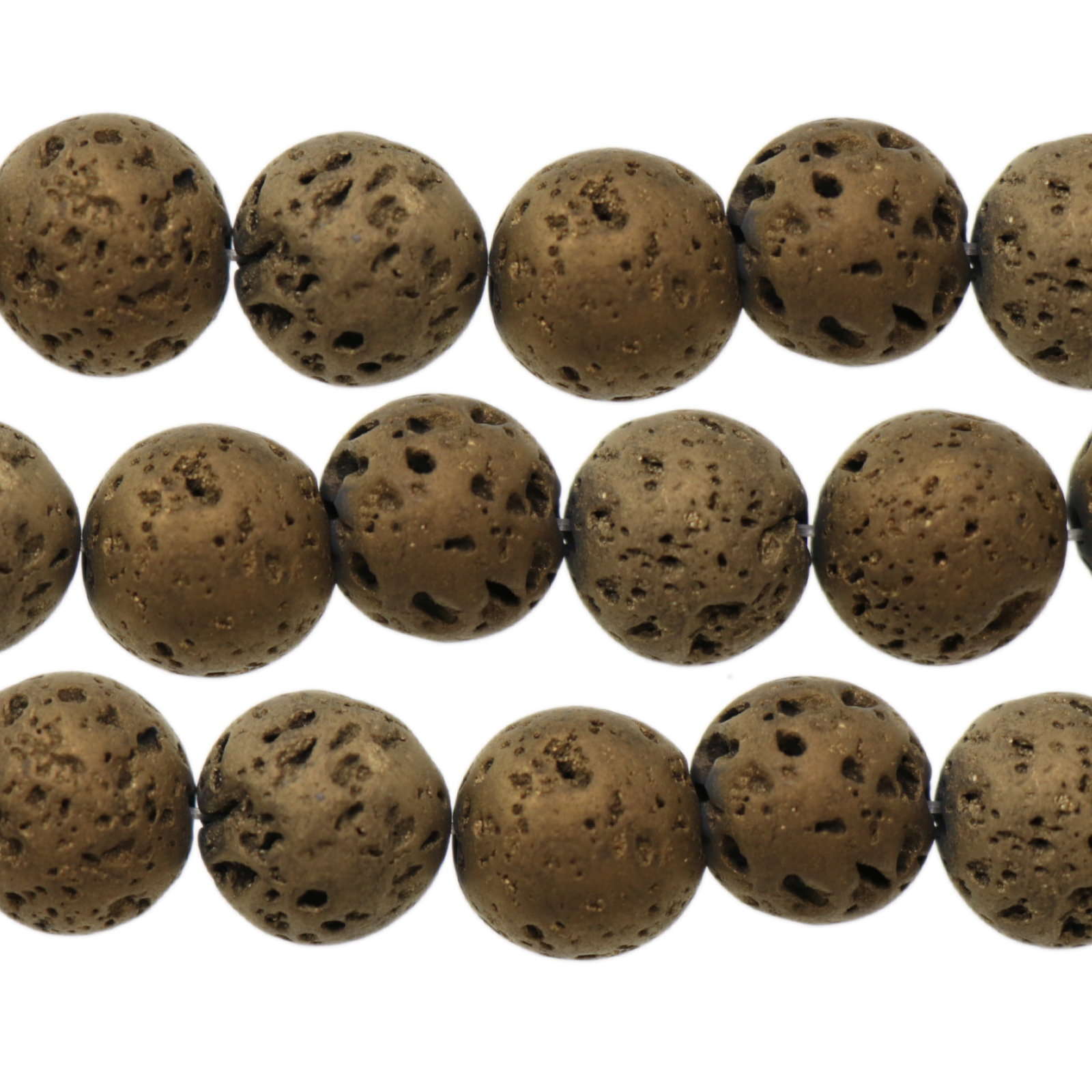 matte bronze lava stone round 10mm | 15/16-inch strand