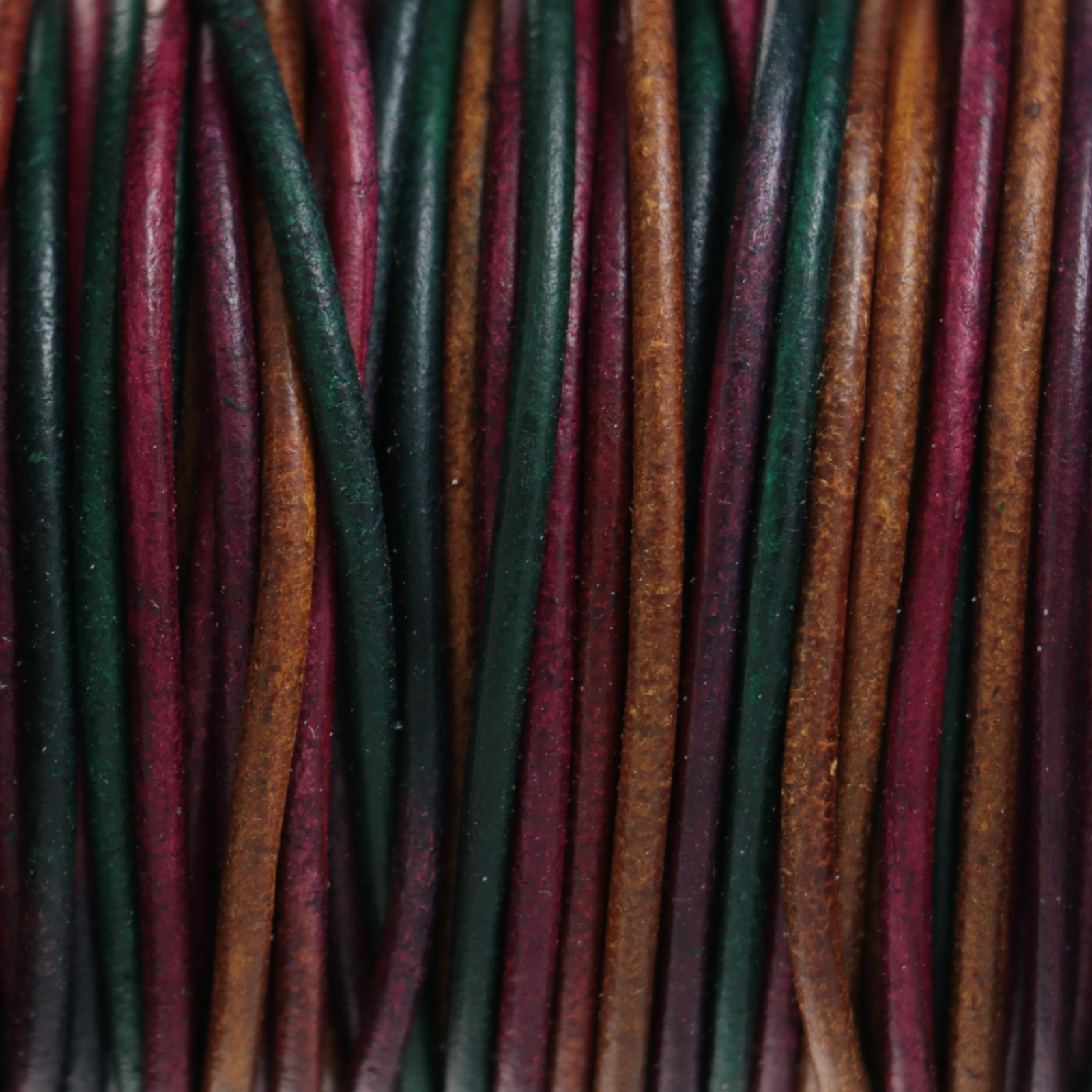 leather cord special color - multicolor gipsy leaves - diameter 2mm | 1mt