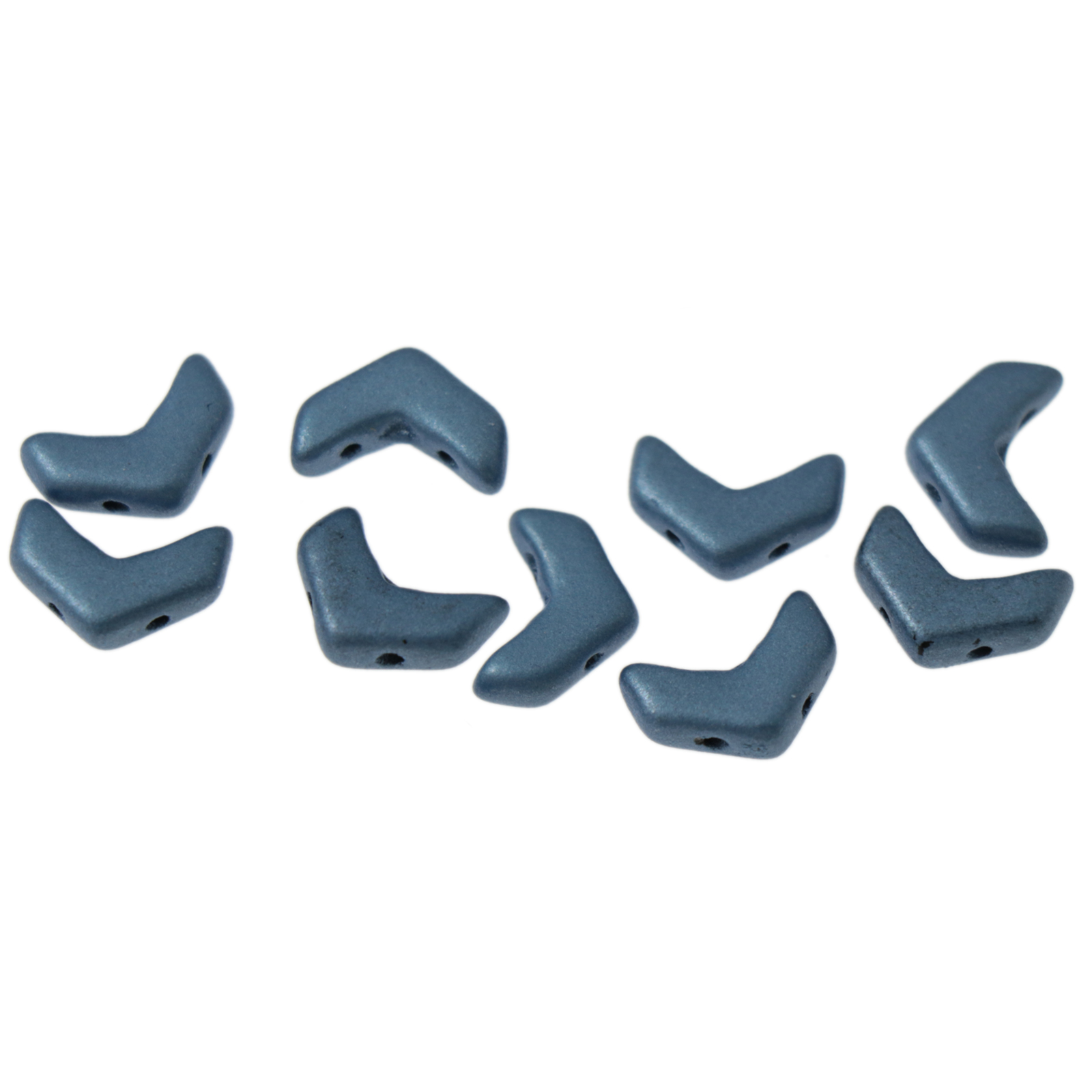 czech glass chevron duo beads - metallic suede blue 10x4mm | 30pc