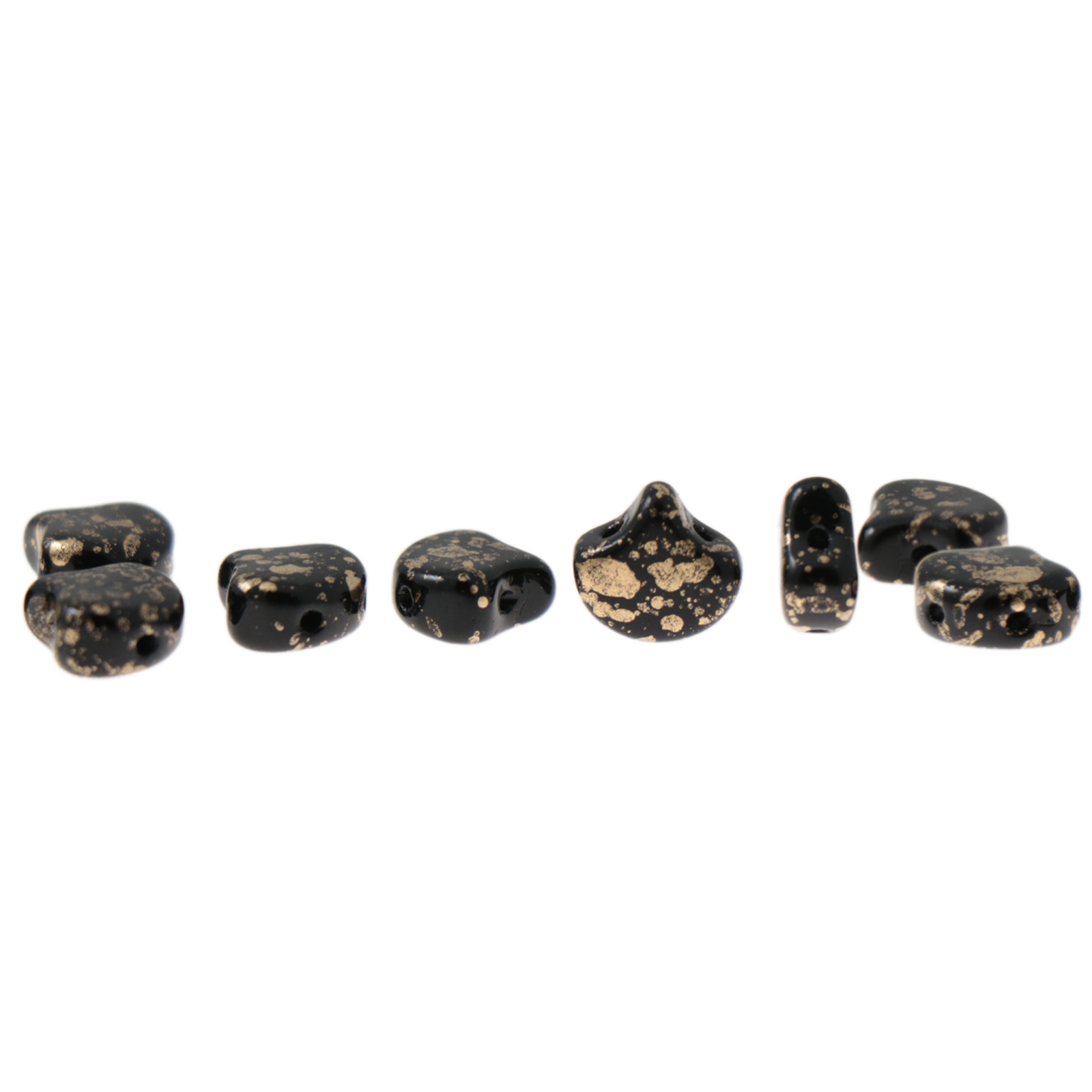 ginko glasperlen jet gold splash 7,5mm | 10gr