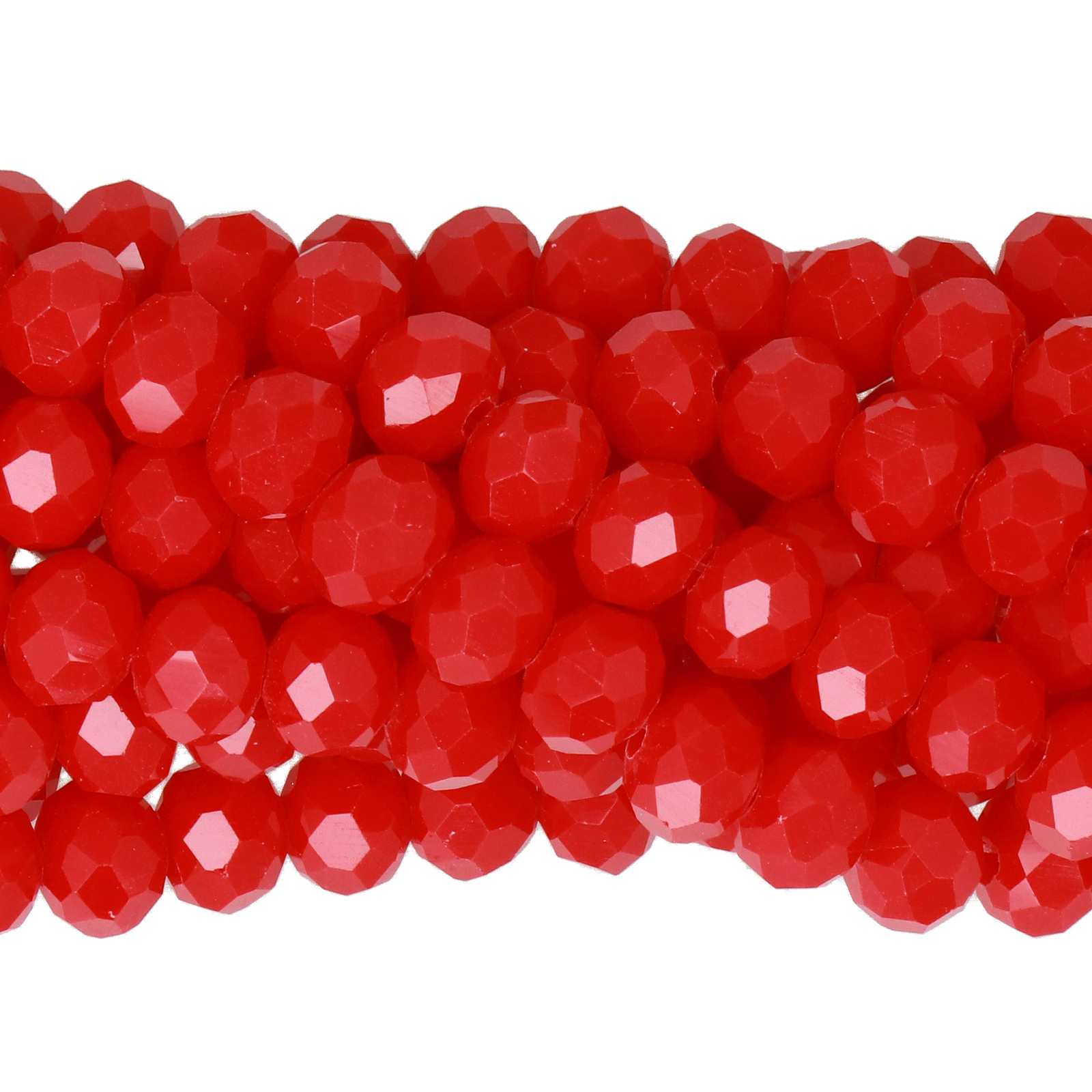chinese glasperlen facettiertes rondelle opaque red 6x4mm | 1-strang