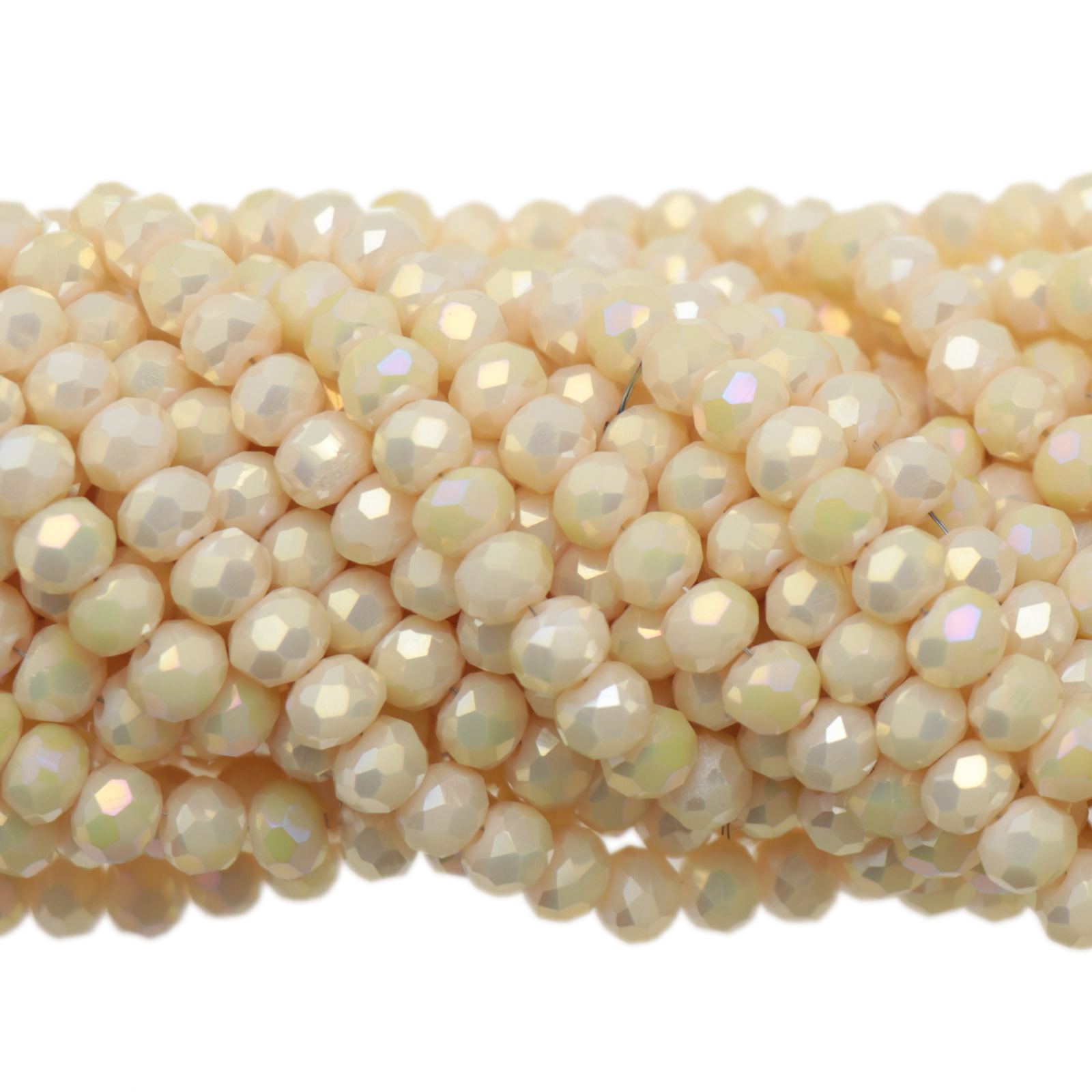 opaque luster ivory ab chinese crystal faceted roundelle 6x4mm | 1 strand