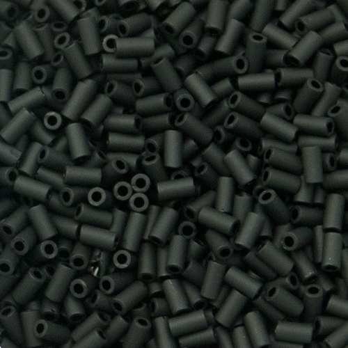 bugle toho beads 3mm - opaque frosted jet (49f) | 10gr