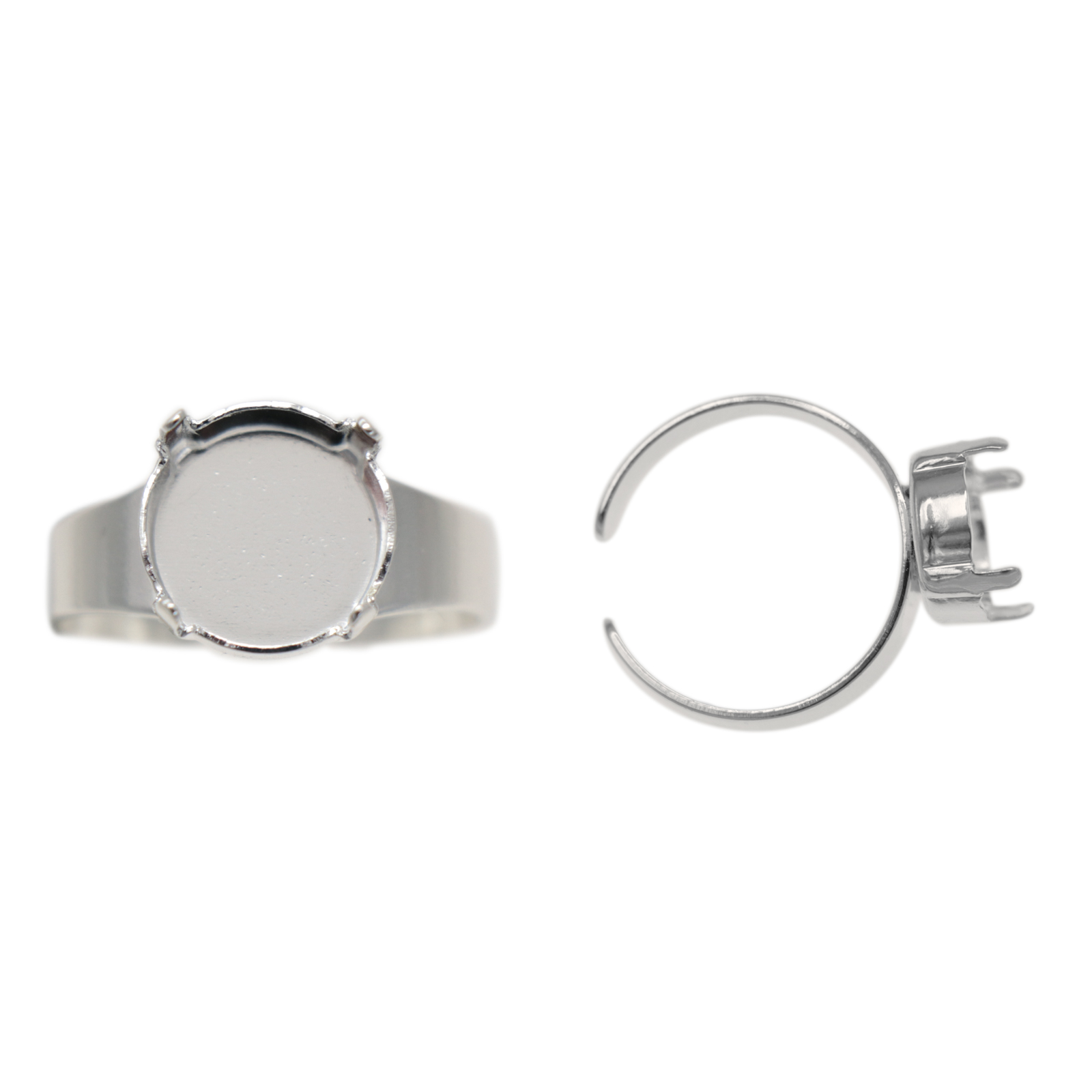 adjustable silver plated ring with setting rivoli 12mm (1122) 13mm | 1pc