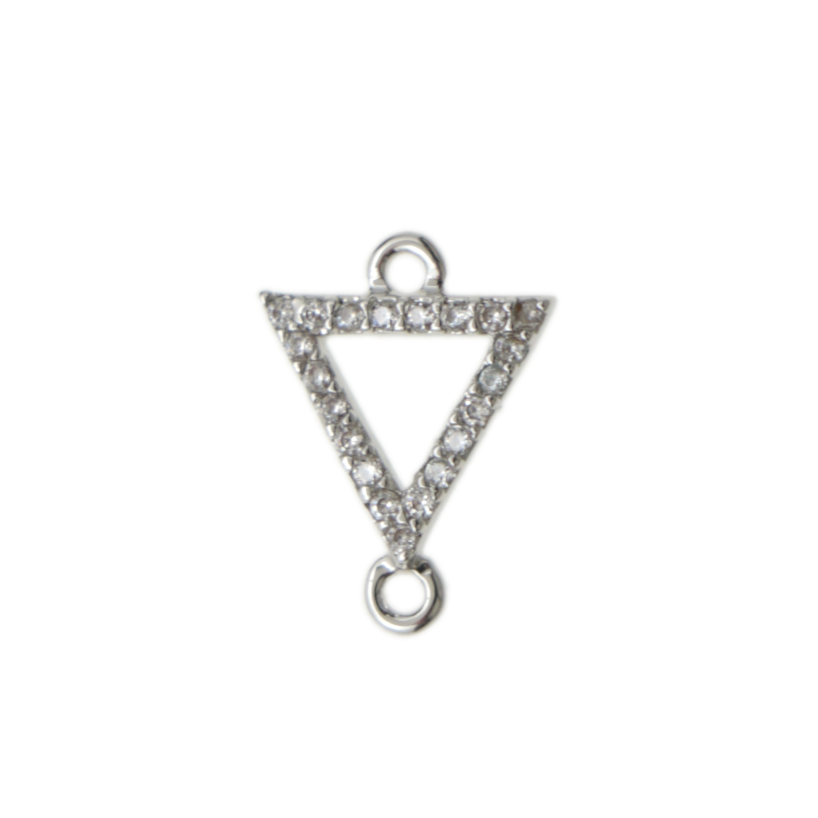 rhodium silver plated metal cz link triangle 8mm | 1pc