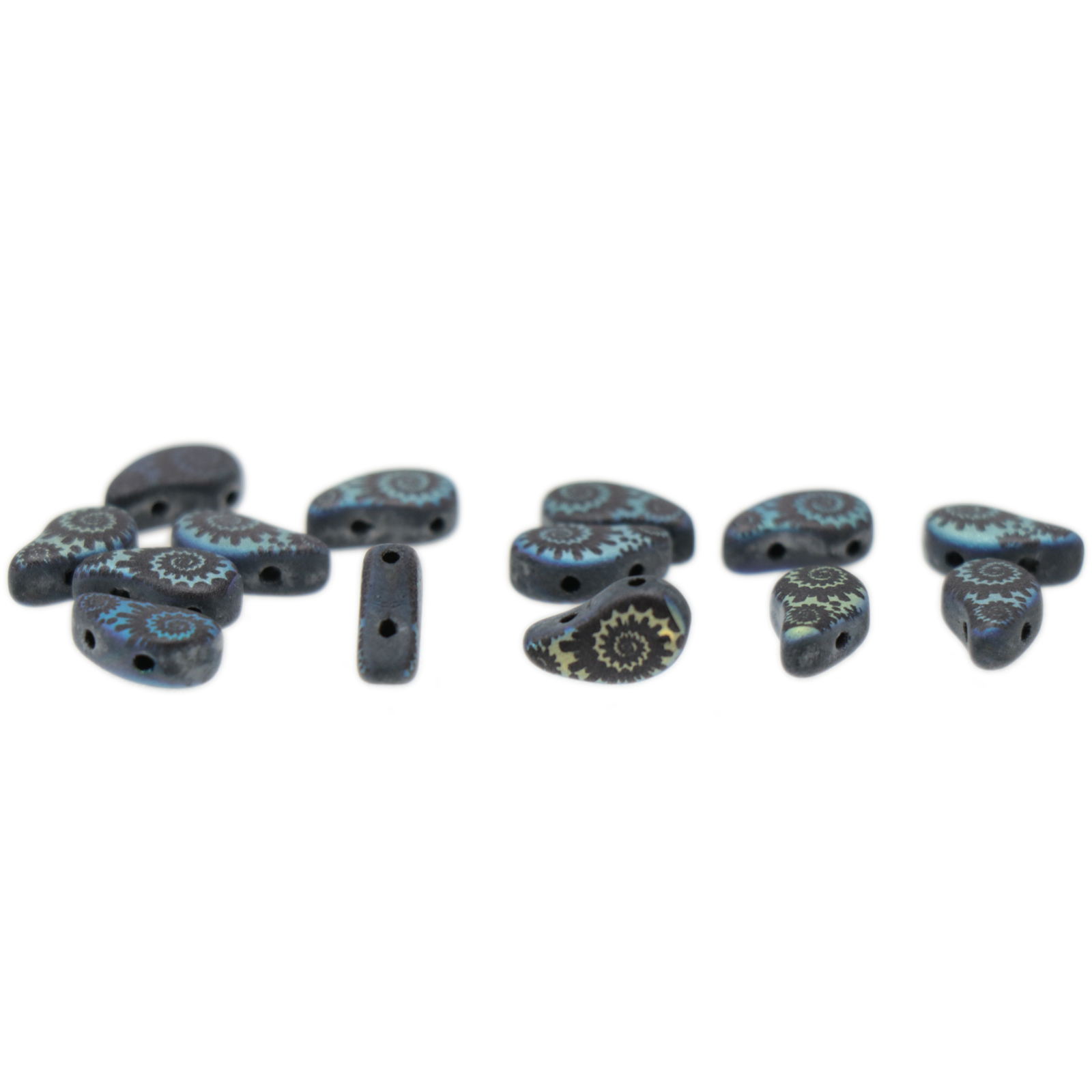 paisley duo beads jet laser shell matte 8x5mm | 5gr