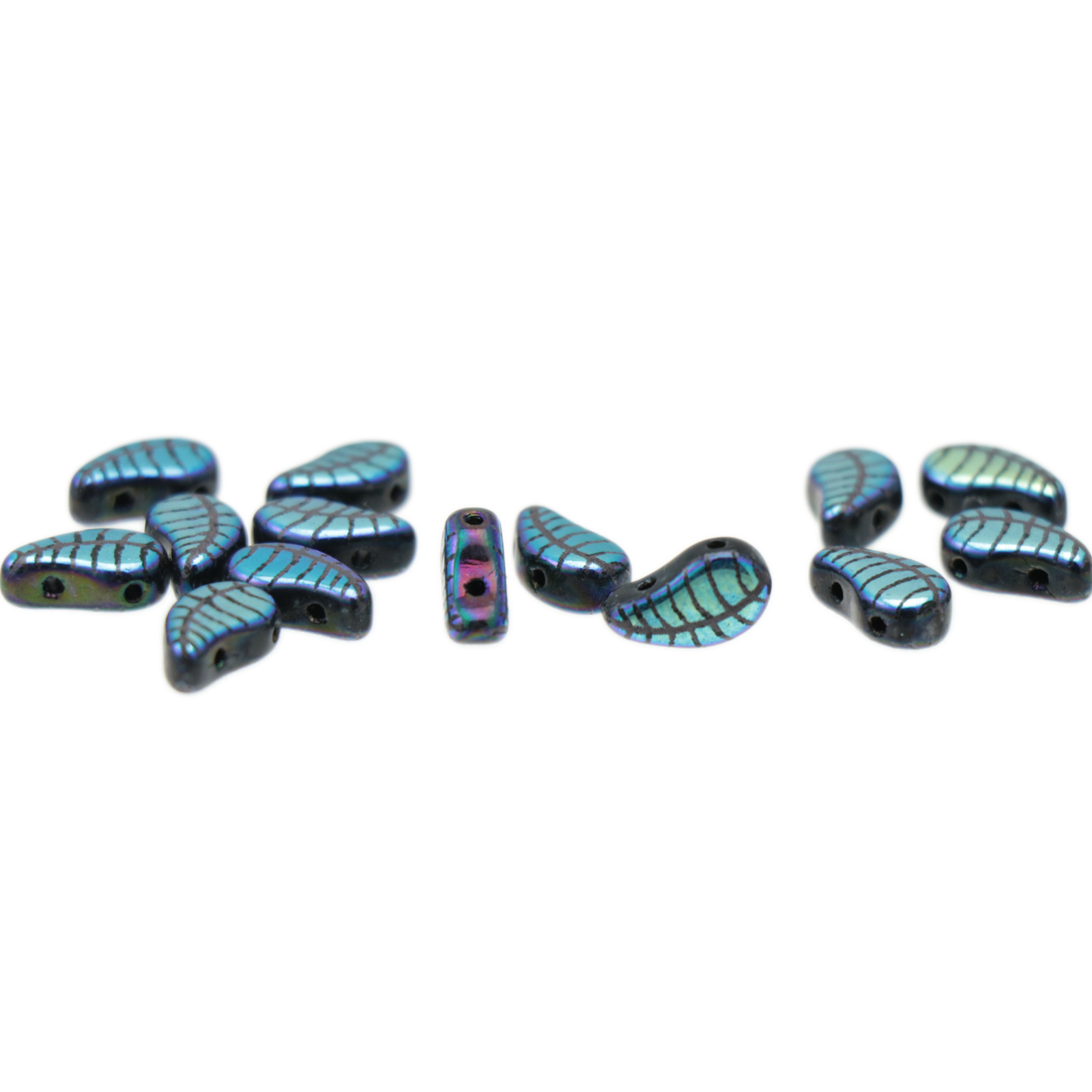 paisley duo beads jet laser leaf 8x5mm | 5gr