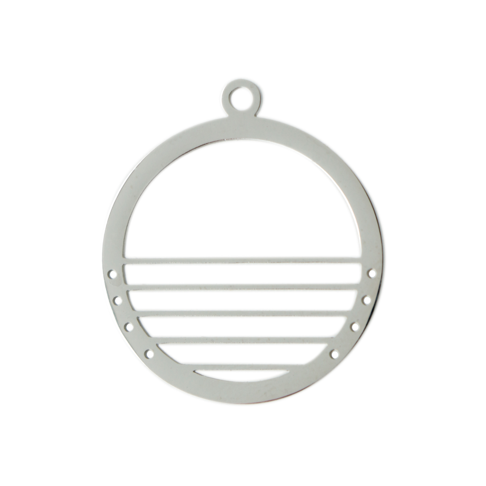 centerline pendant rhodium silver plated round 25mm | 1pc