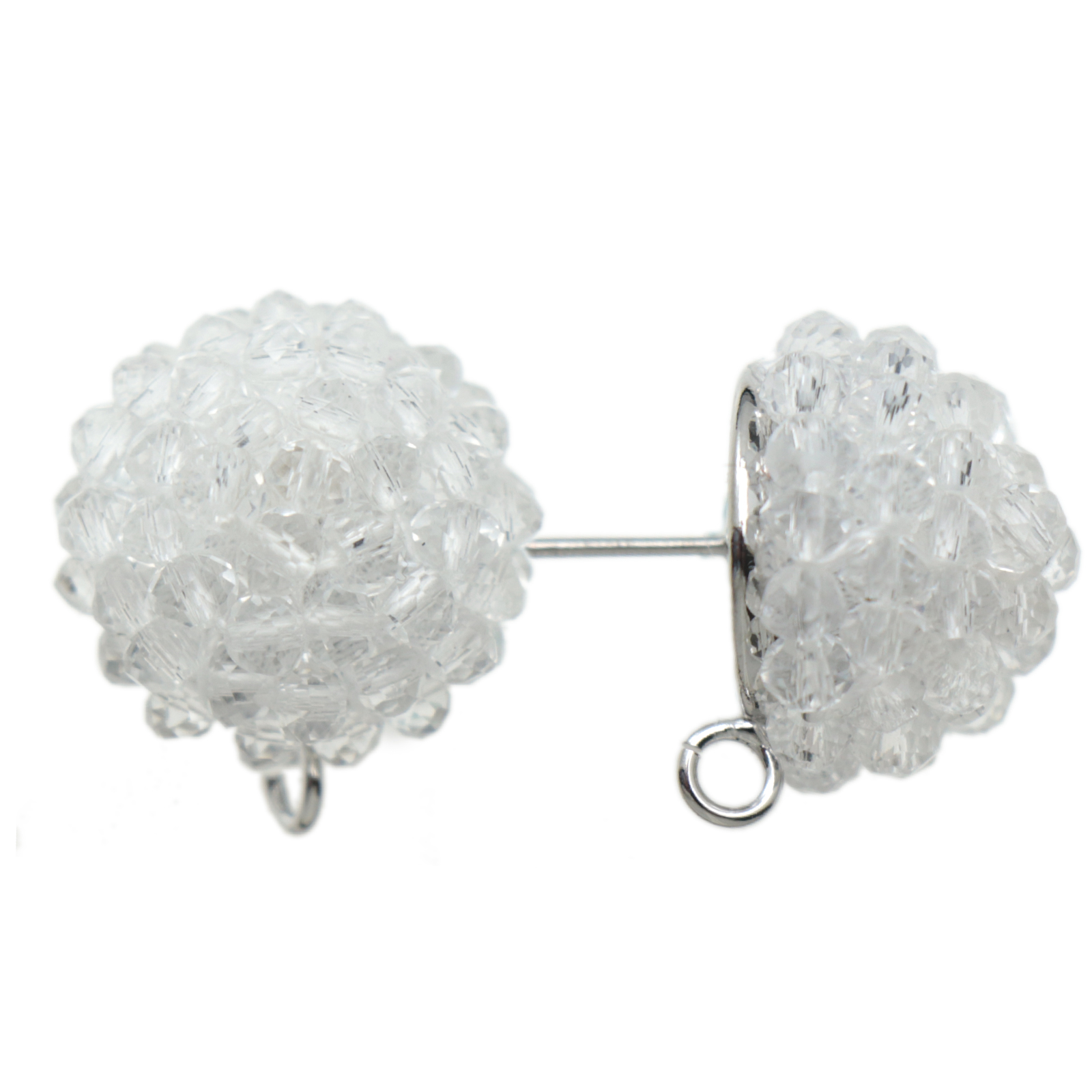 berry earrings - roundelle crystal ab post earring 14mm - rhodium silver plated | 2pc