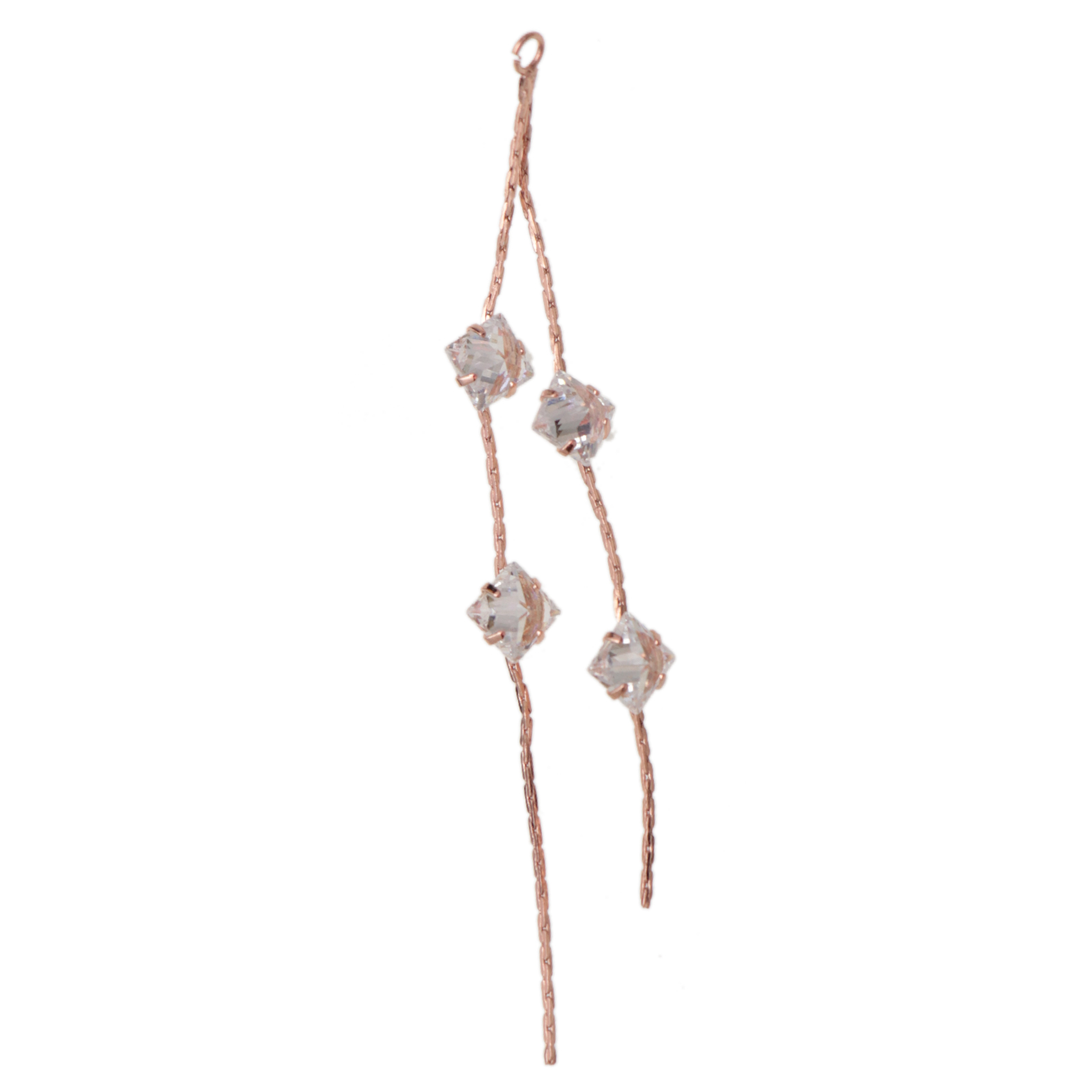 crystal square chic strass chain pendant rose gold plated 70mm | 1pc