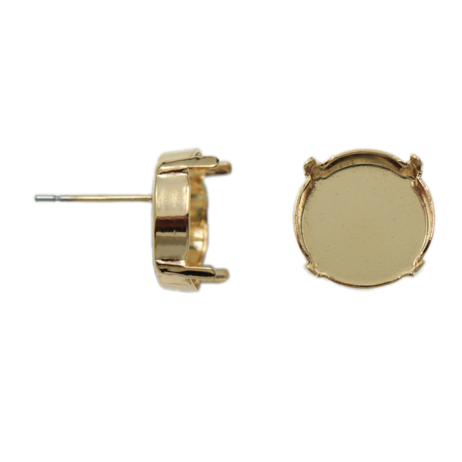 gold plated post earrings with rivoli 1122 setting 14mm | 2pc