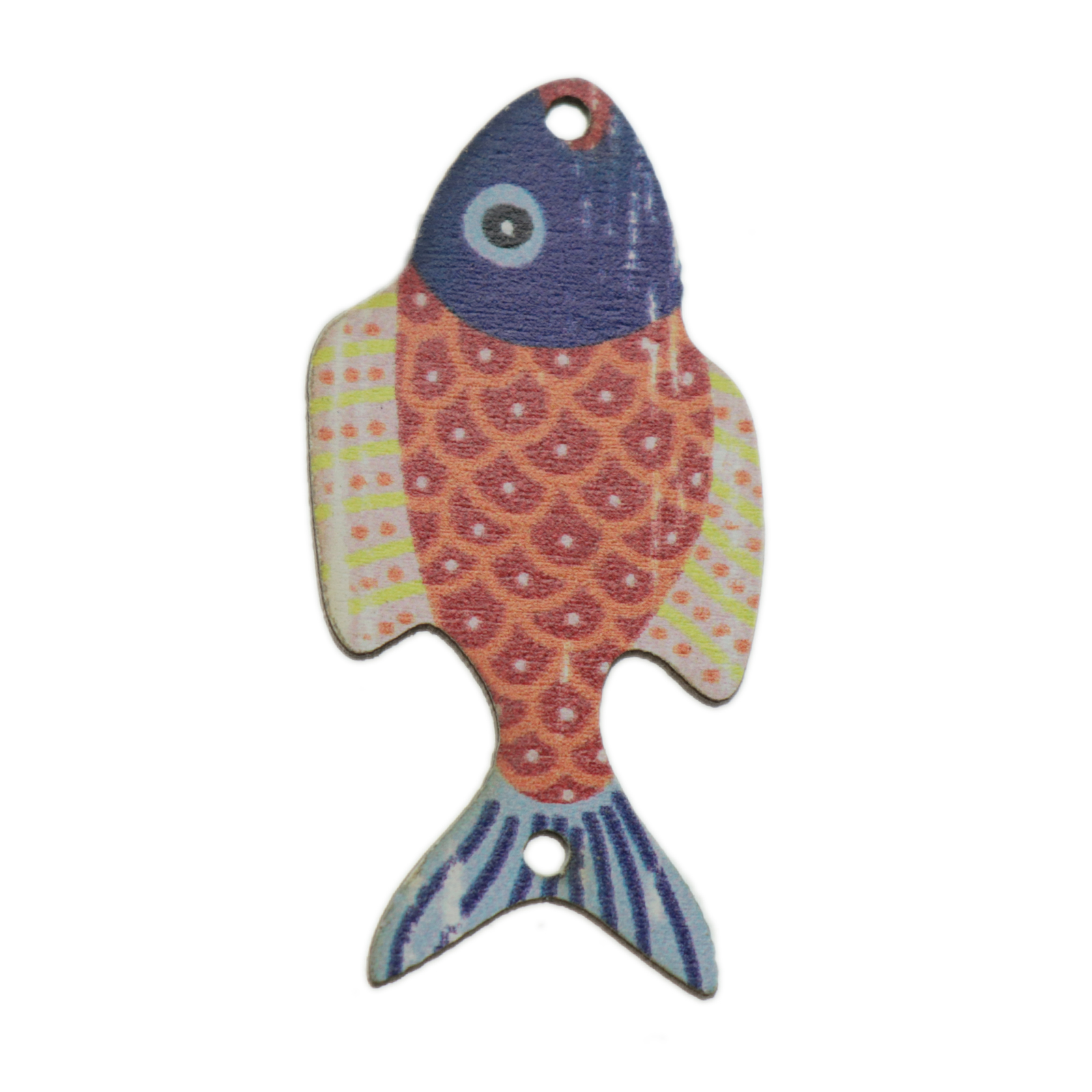 wooden link - multicolor fish 46x23mm | 1pc