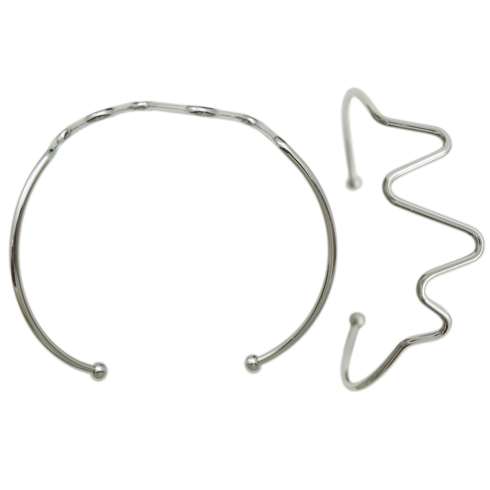 rhodium silver plated irregular bracelet 60mm | 1pc