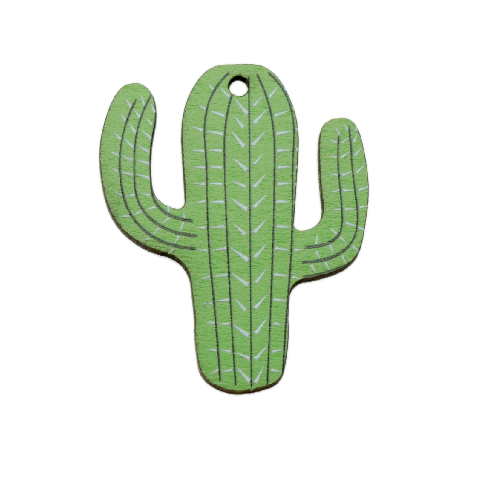 wooden pendant - cactus 40x32mm | 1pc
