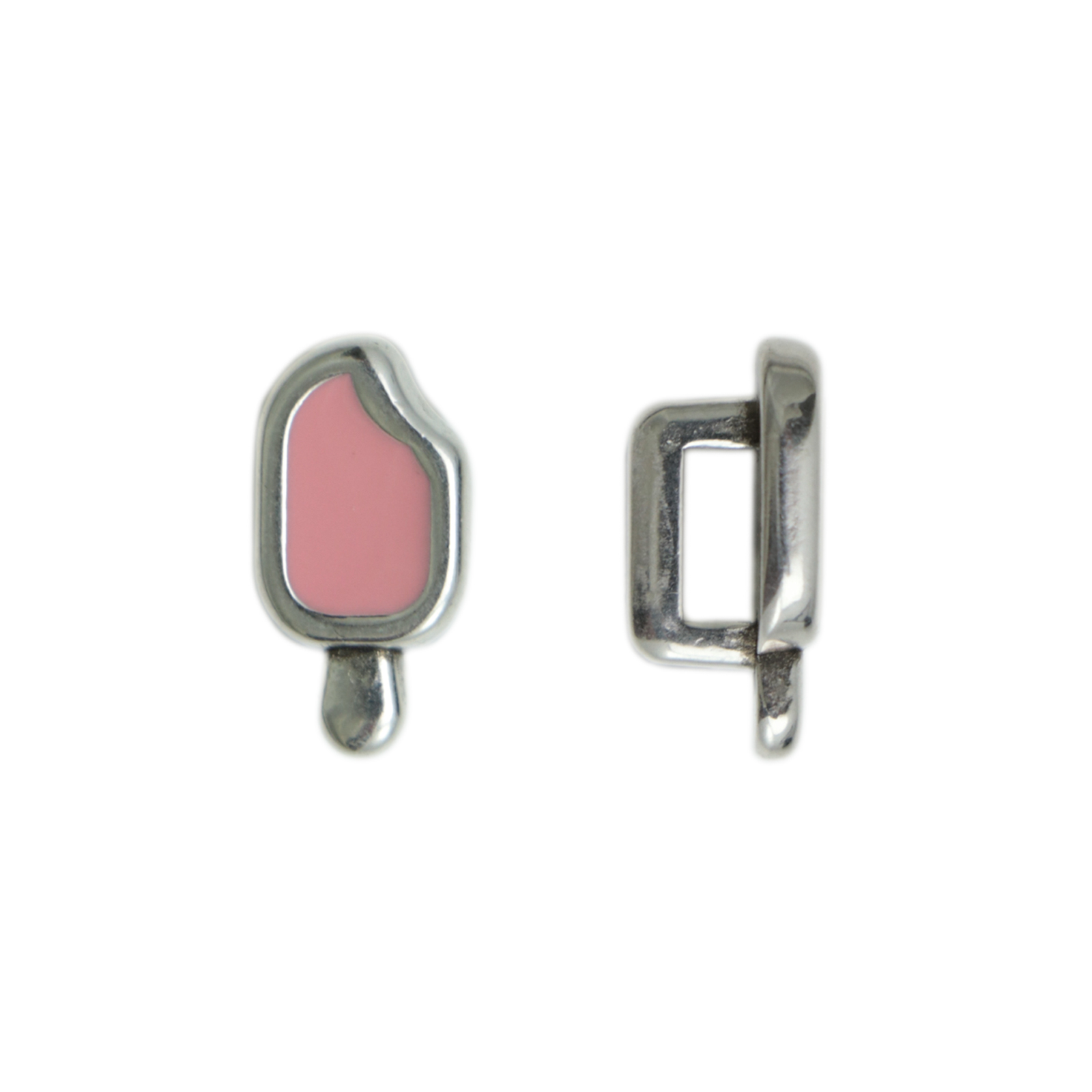 antique silver plated enameled bead icecream 12mm | 1pc