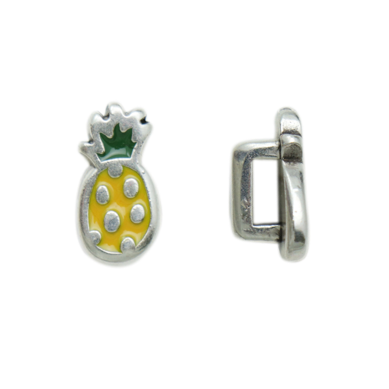 antique silver plated enameled bead ananas 13mm | 1pc