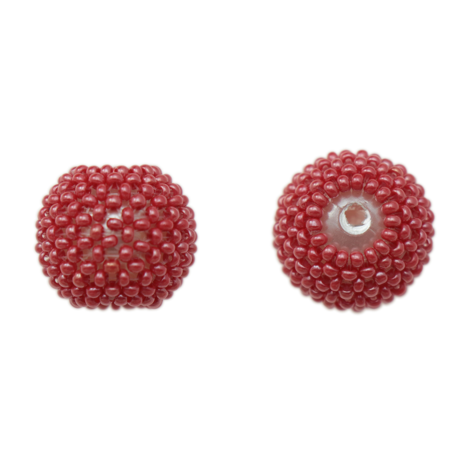 netting bead red round 14mm | 2pc