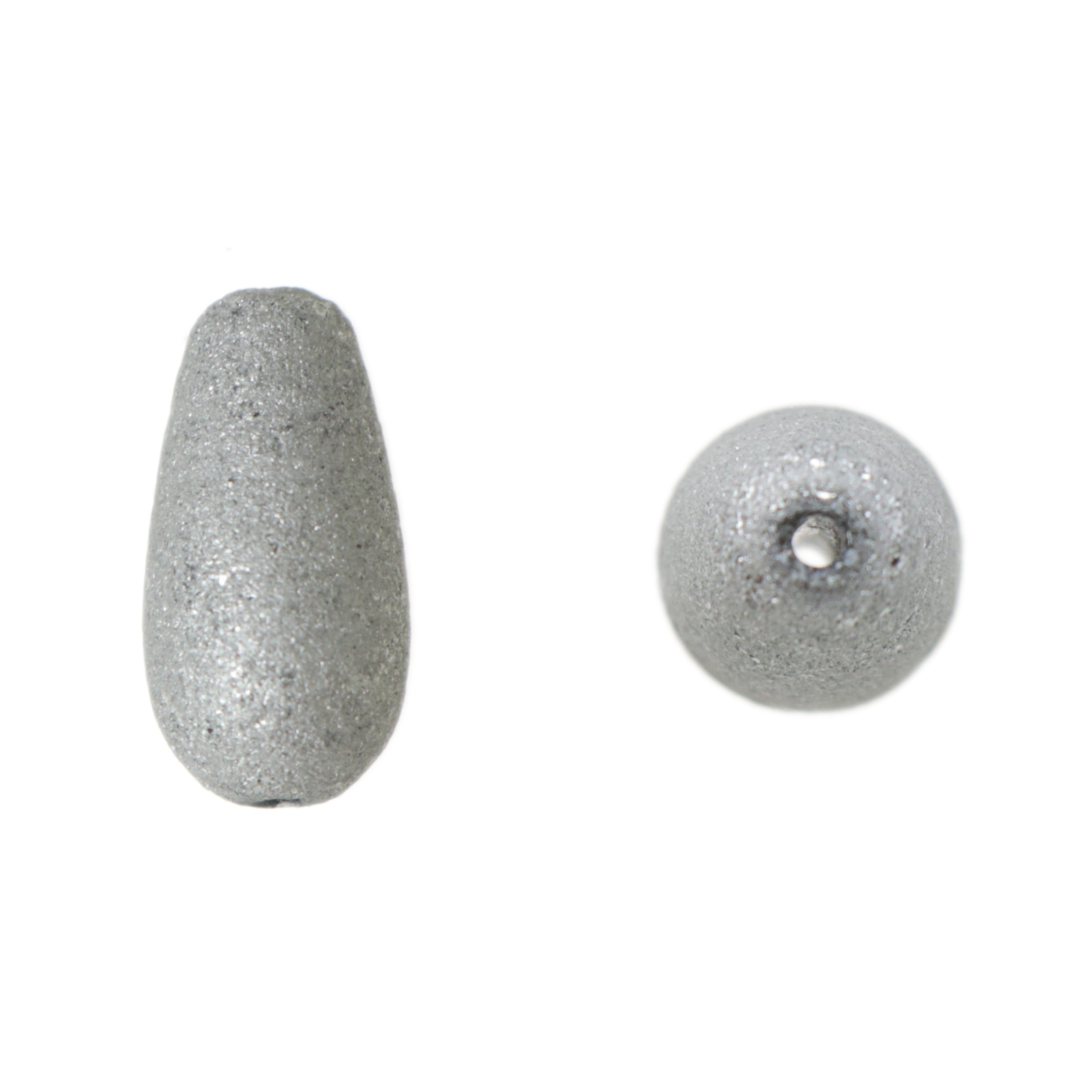 silver satin glass bead briolette 20x10mm | 4pc