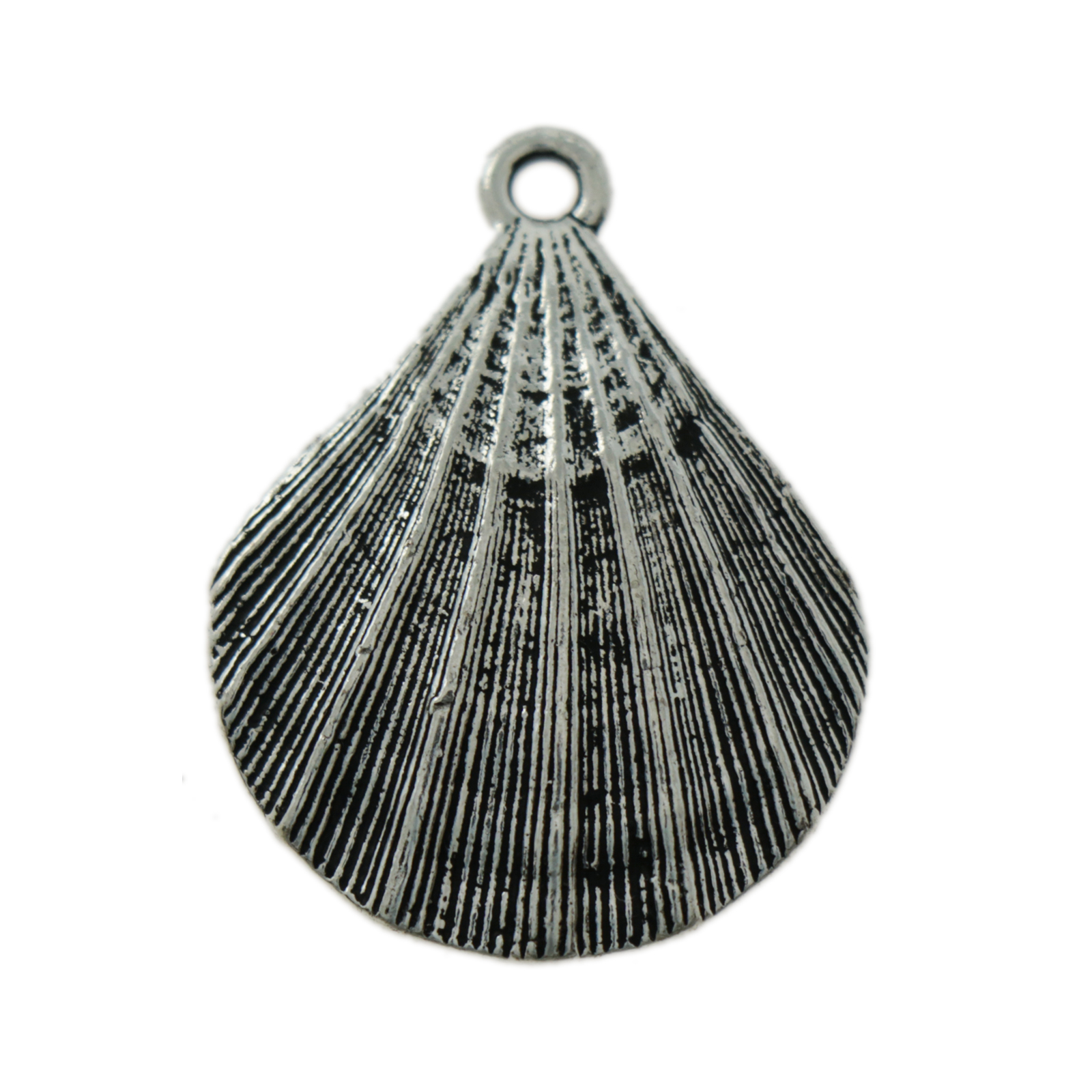antique silver plated shell pendant | 1pc