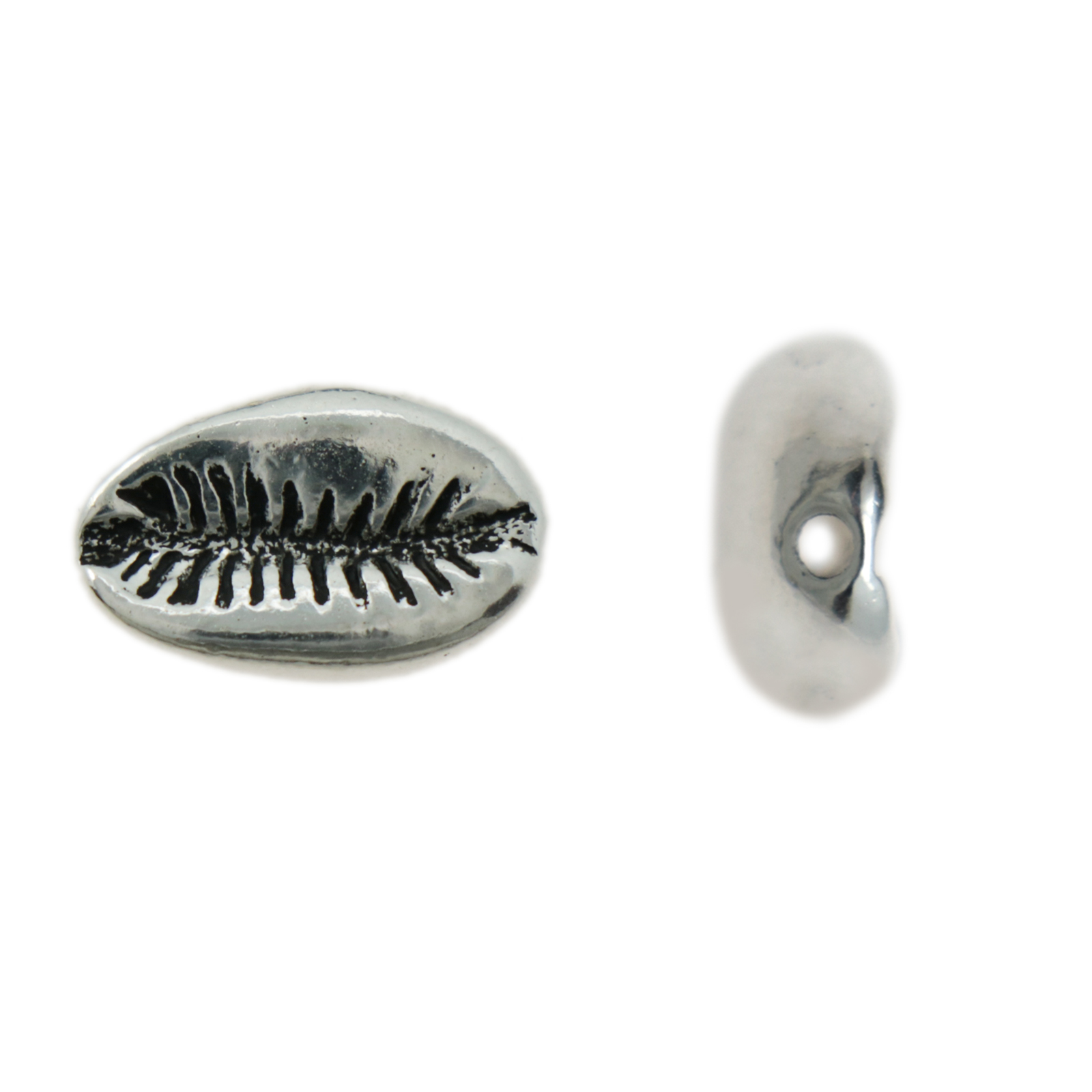 antique silver plated beads shell 14x10mm | 1pc