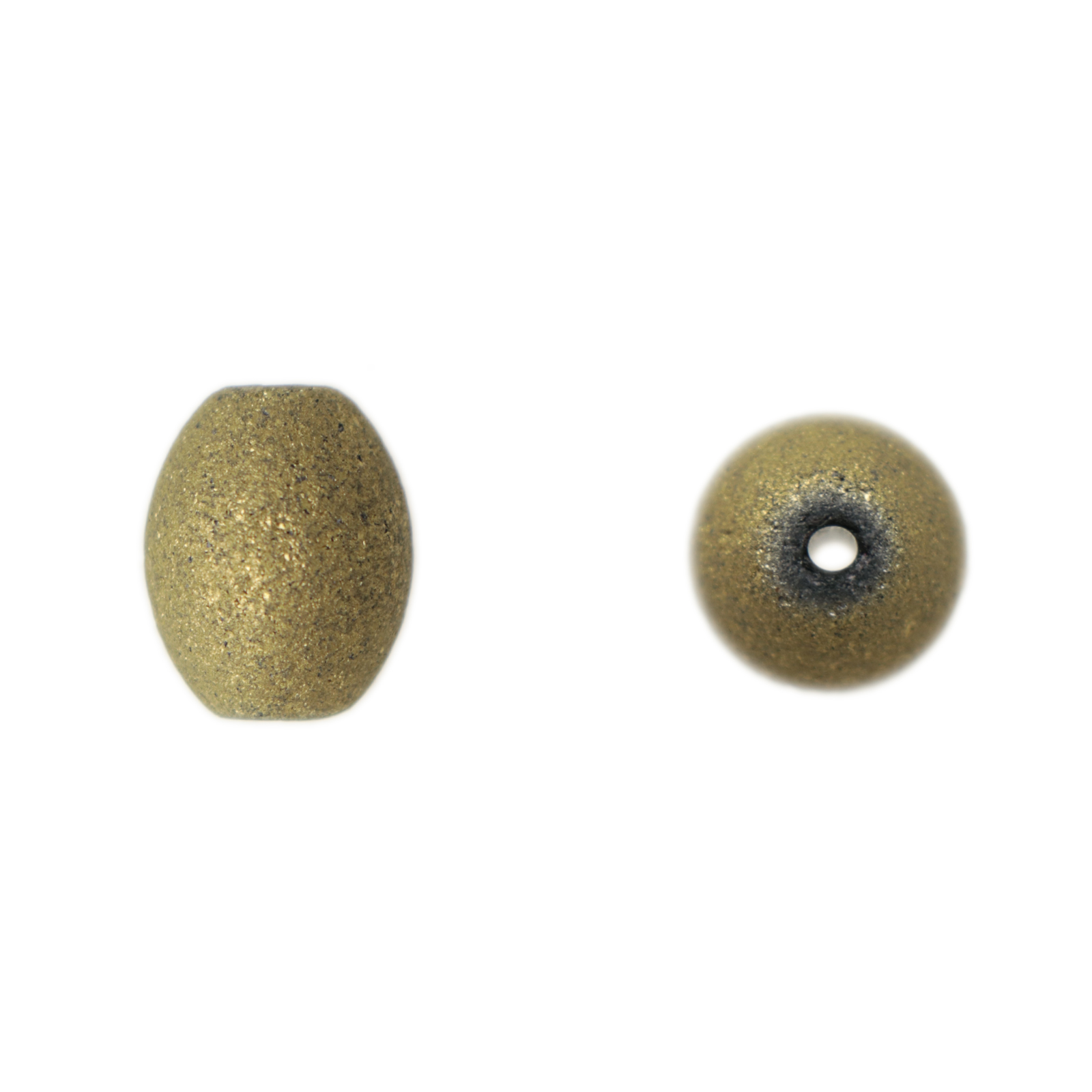gold satin glass bead olive 13x10mm | 6pc