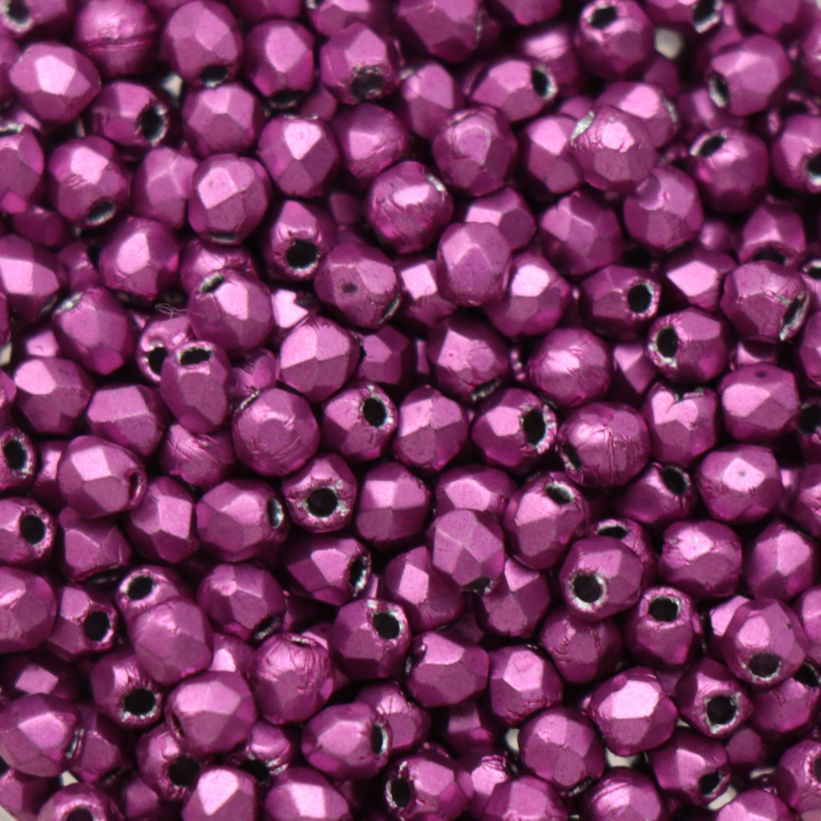 czech fire-polished round beads satured metallic pink yarrow 2mm | 50pc