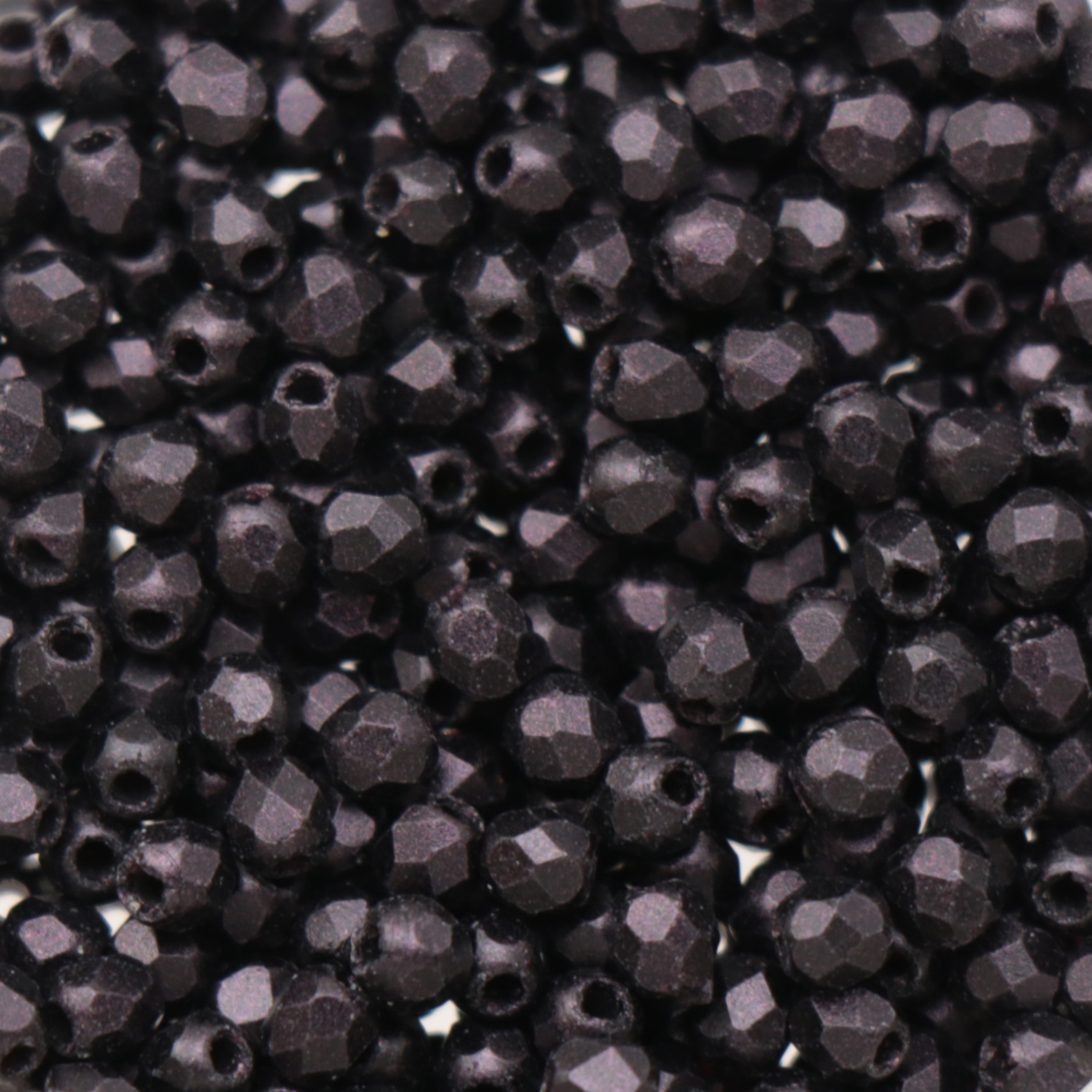 czech fire-polished round beads metallic suede dark plum 2mm | 50pc
