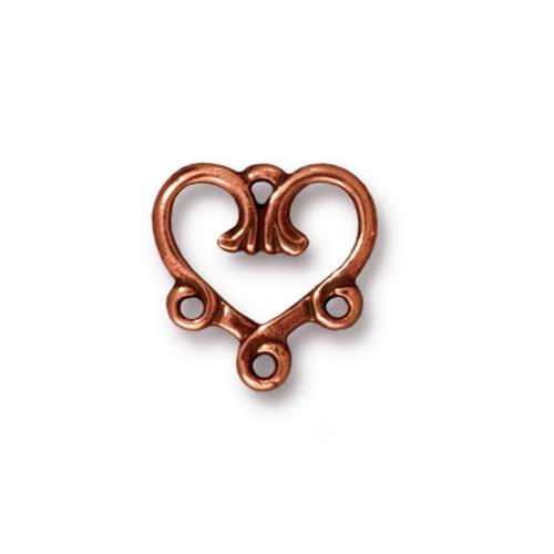 antique copper plated 3-1 vine heart chandelier 13mm | 1pc