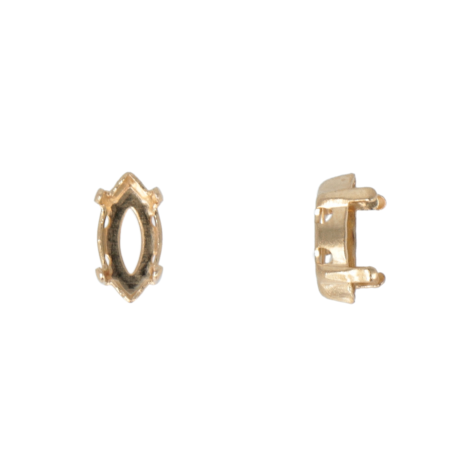 gold plated sew-on setting for navette fancy stone (4228) 10x5mm | 10pc