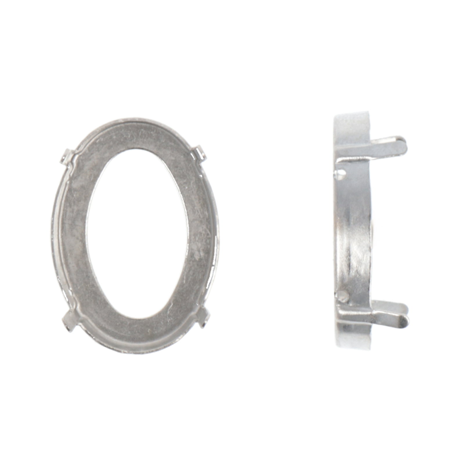 rhodium silver plated sew-on setting for oval fancy stone (4127) 30x22mm | 1pc