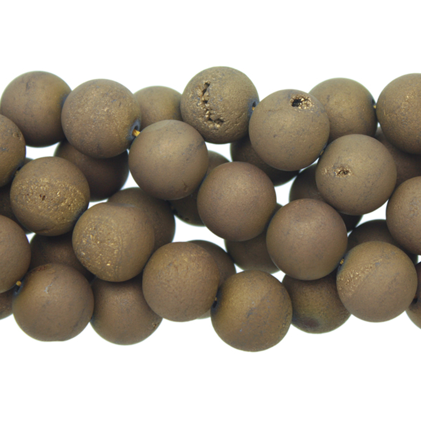 druzy agate plated brass smooth round 14mm | 4pc