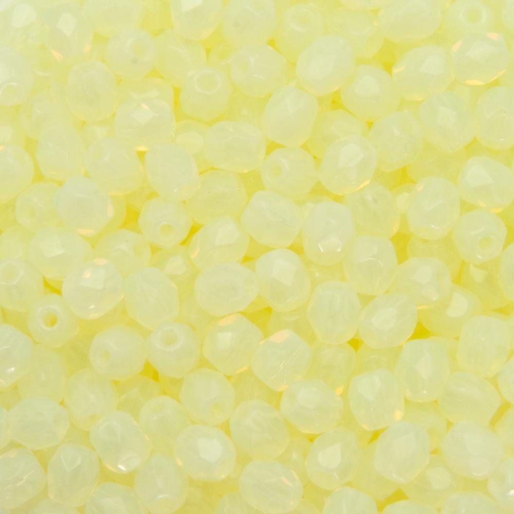 czech fire-polished round beads - milky jonquil 4mm | 50pc