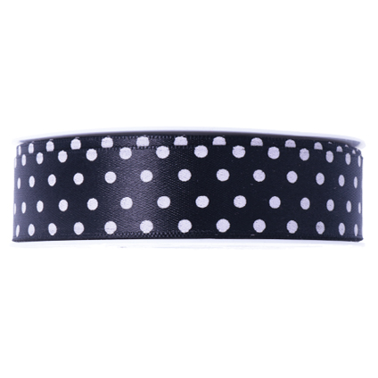 satinband pois schwarz 25mm | 2mt