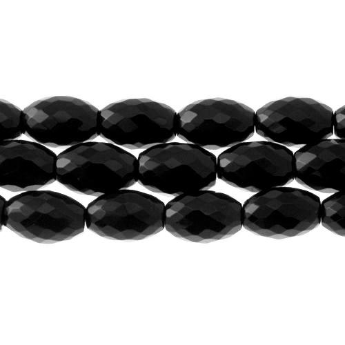 schwarz onyx facettiertes oliv 14x10mm | strang 38/40cm